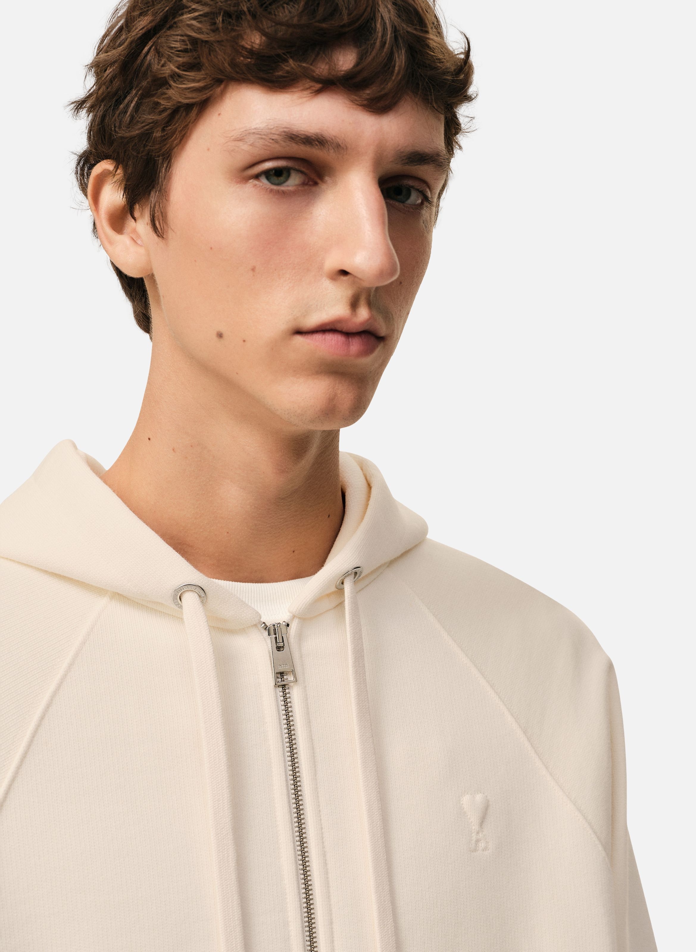 Hoodie Zippé Ami De Coeur En Coton unisexe AMI PARIS Blanc