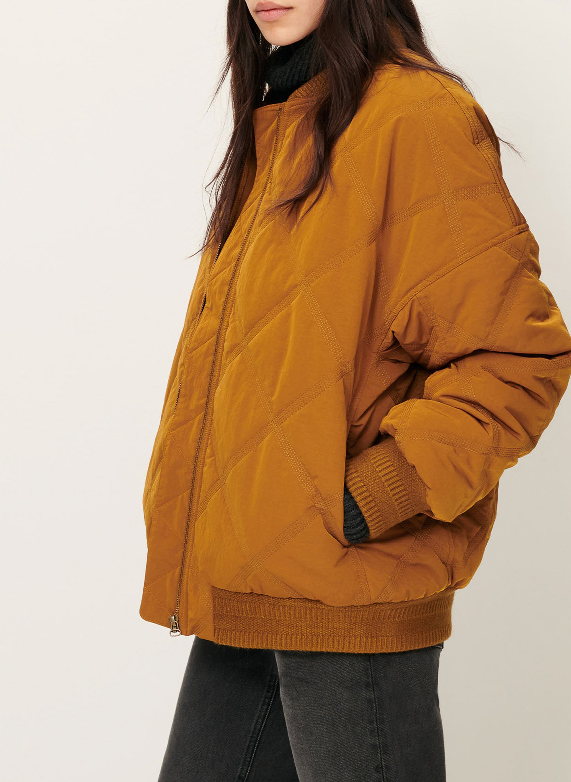 Blouson col teddy oversize matelassé coal river SESSUN Marron