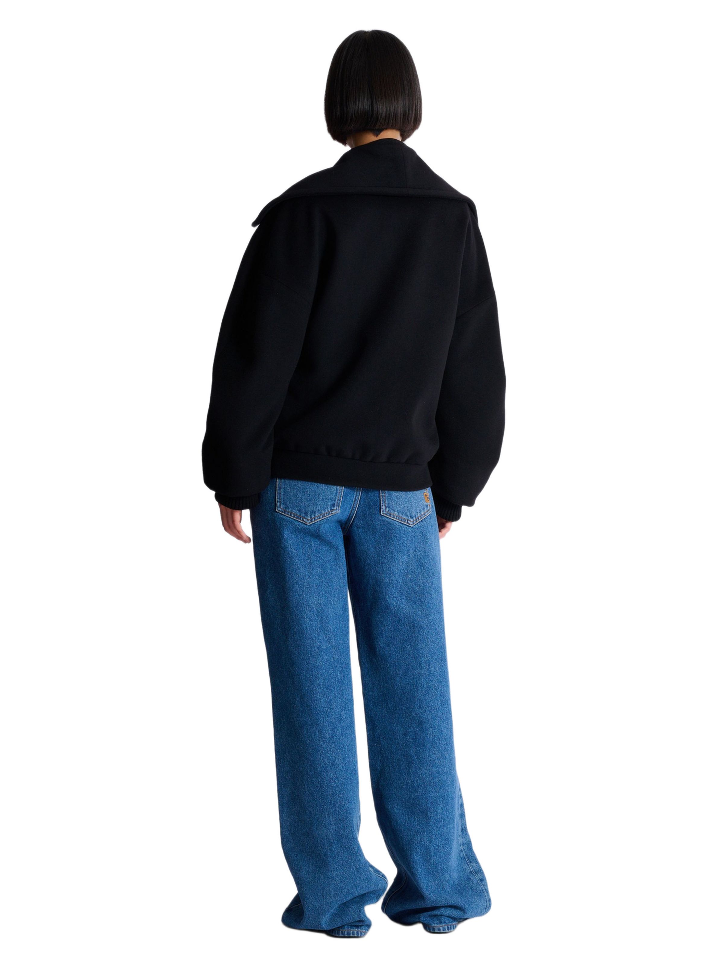 Caban 4 boutons en laine BALMAIN Noir