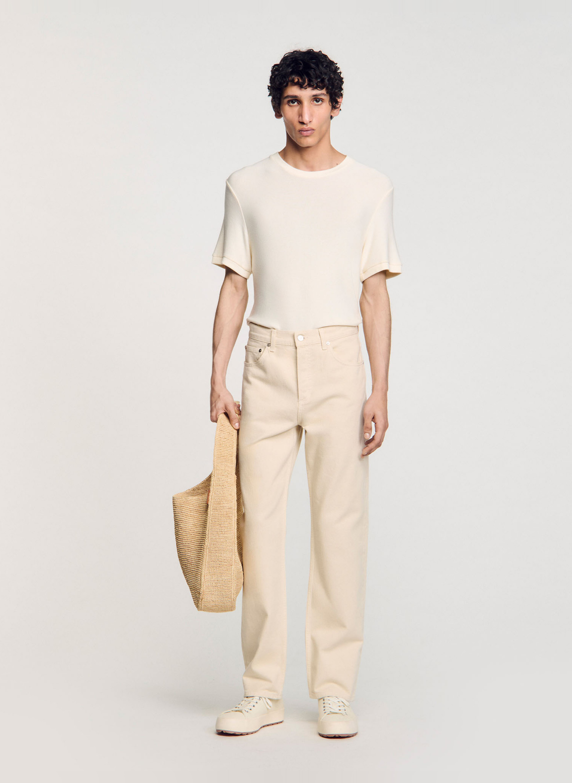 Jean droit en coton SANDRO Beige