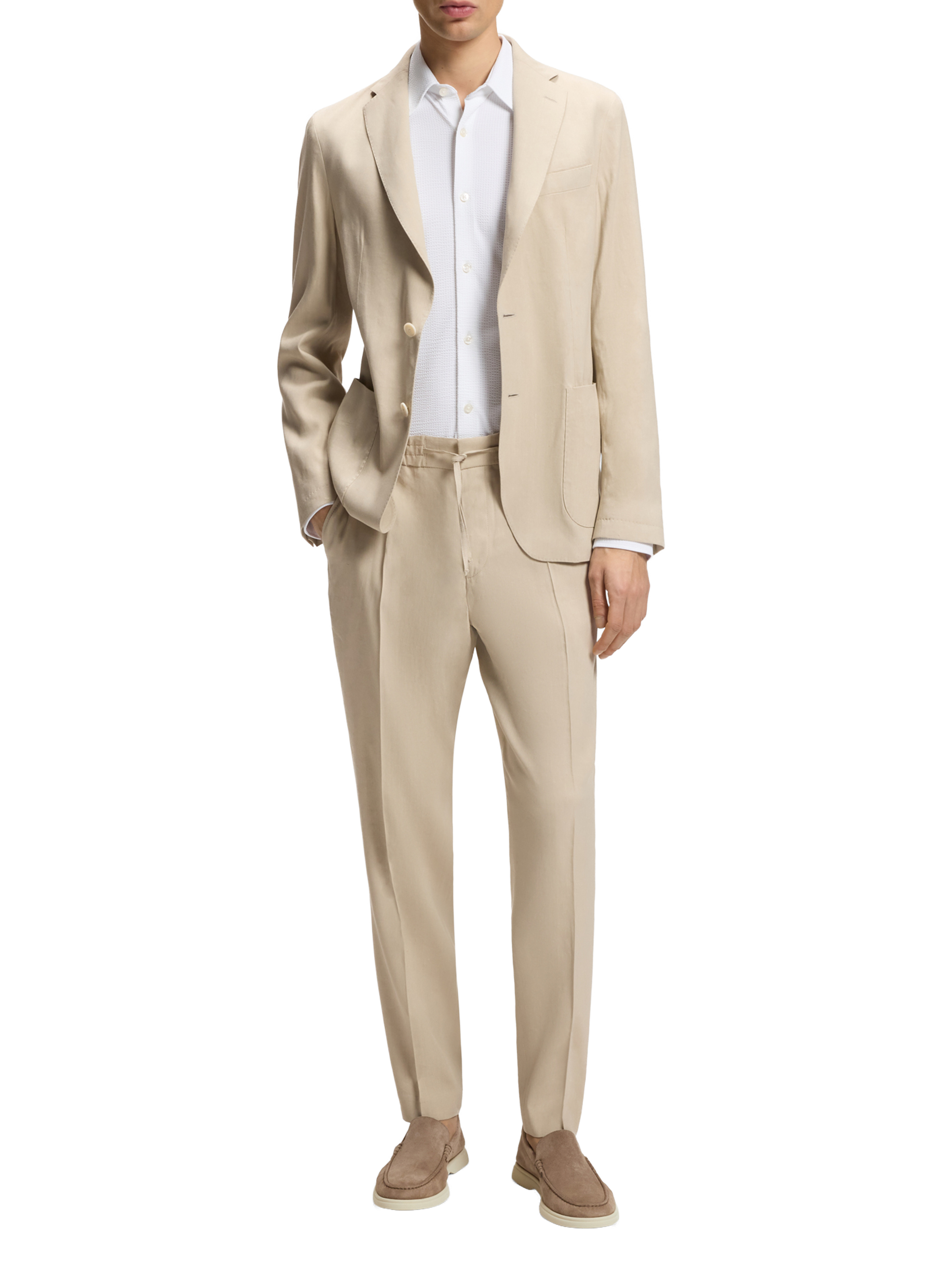 Suede loafers BOSS Beige