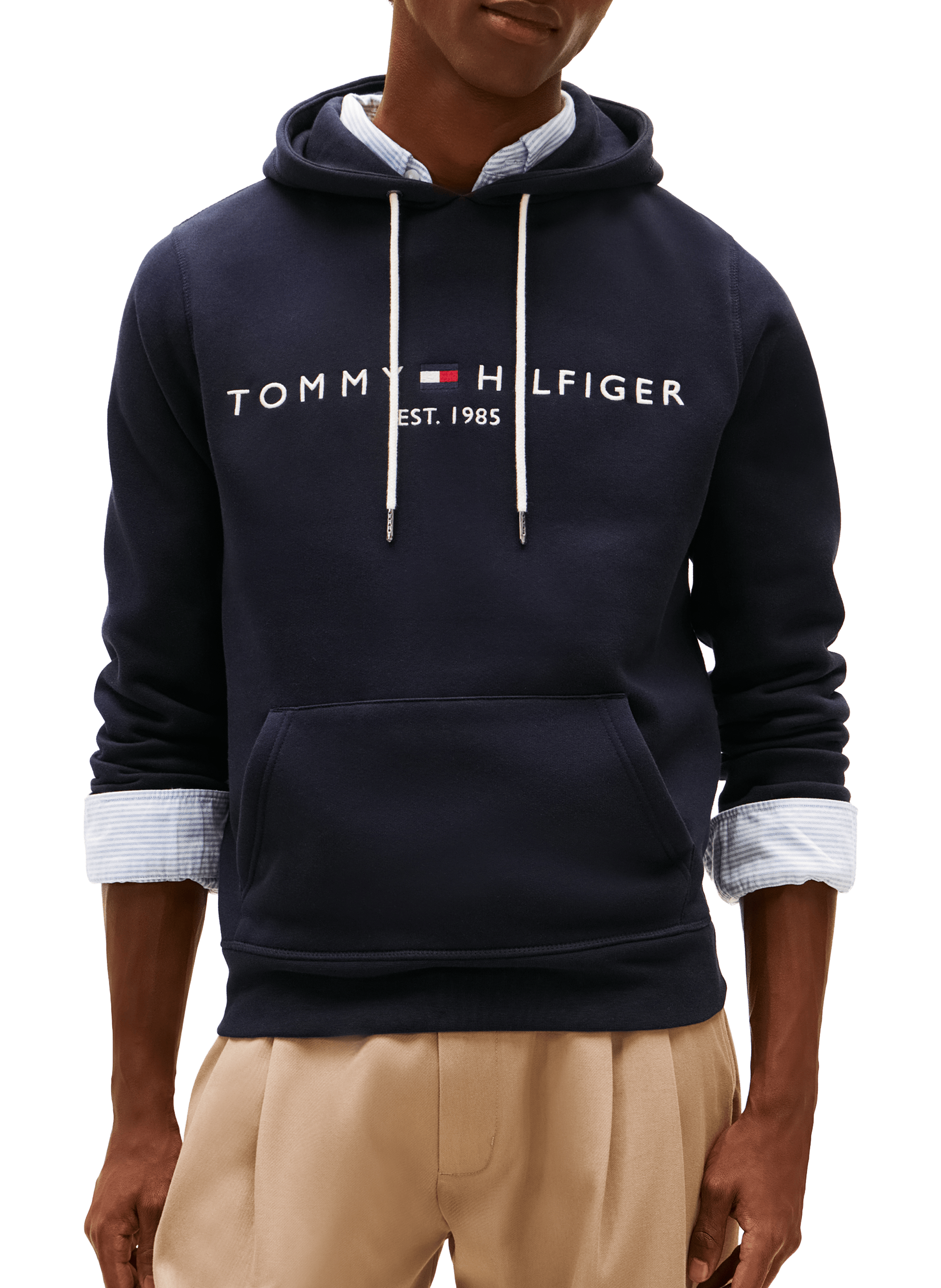 Organic cotton logo hoodie TOMMY HILFIGER Blue