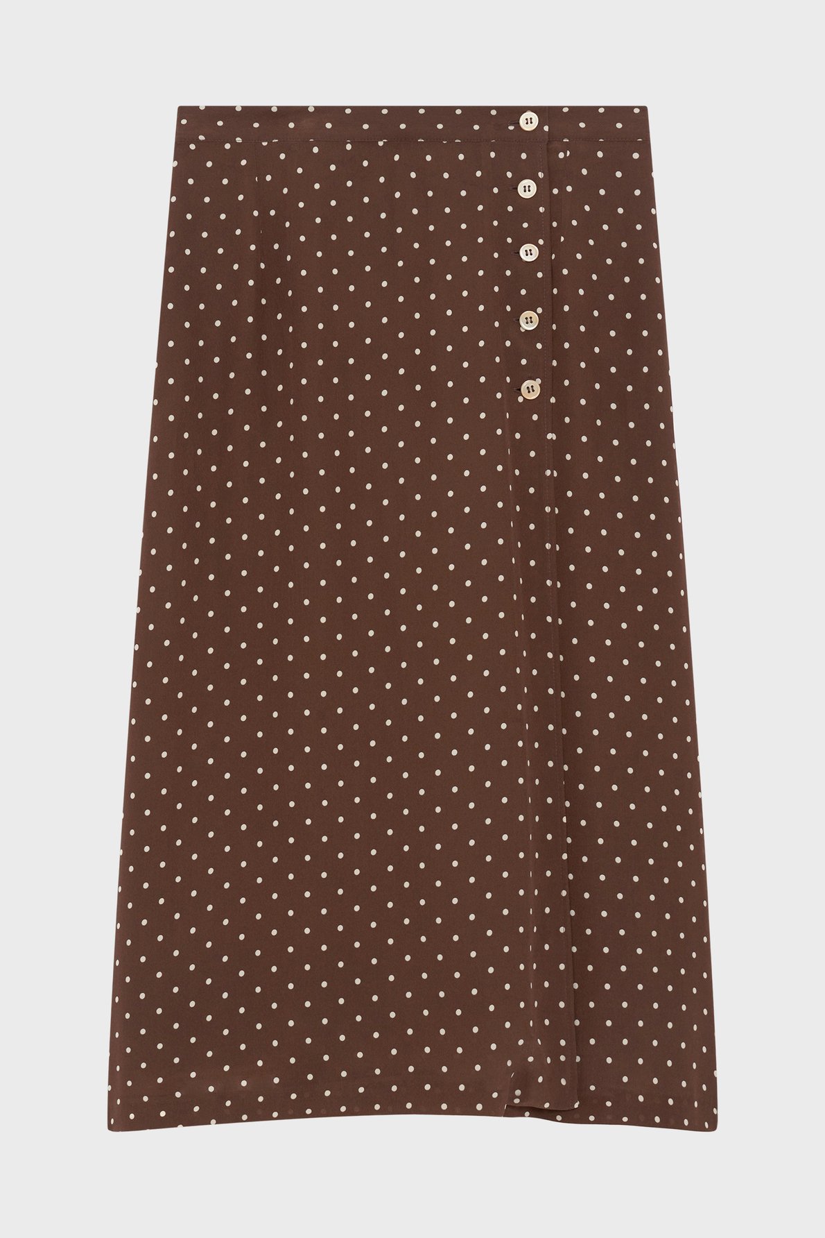 Jupe midi à pois et boutons - nayane PABLO Marron