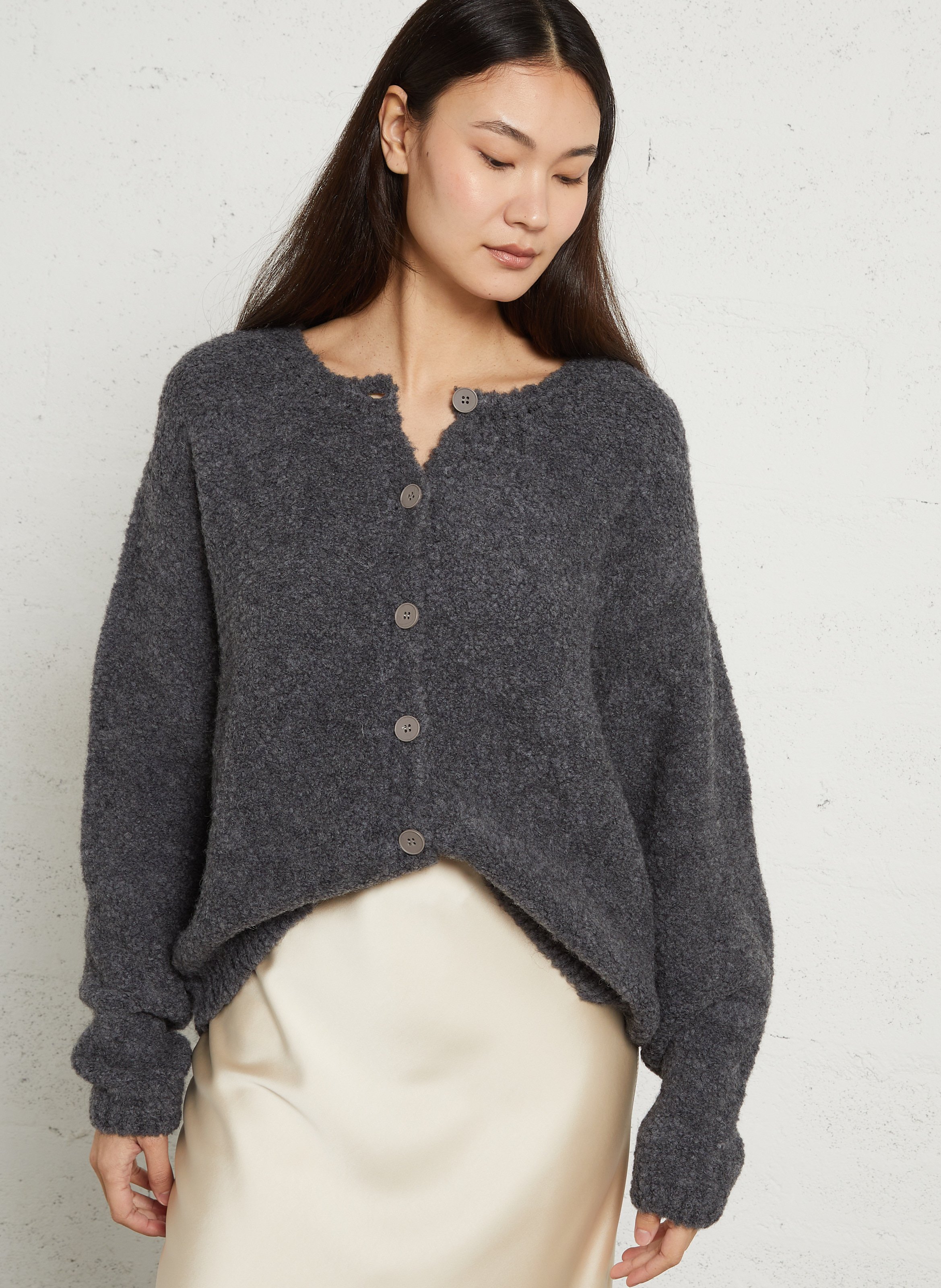 Cardigan oversize en laine mélangée zolly AMERICAN VINTAGE Gris