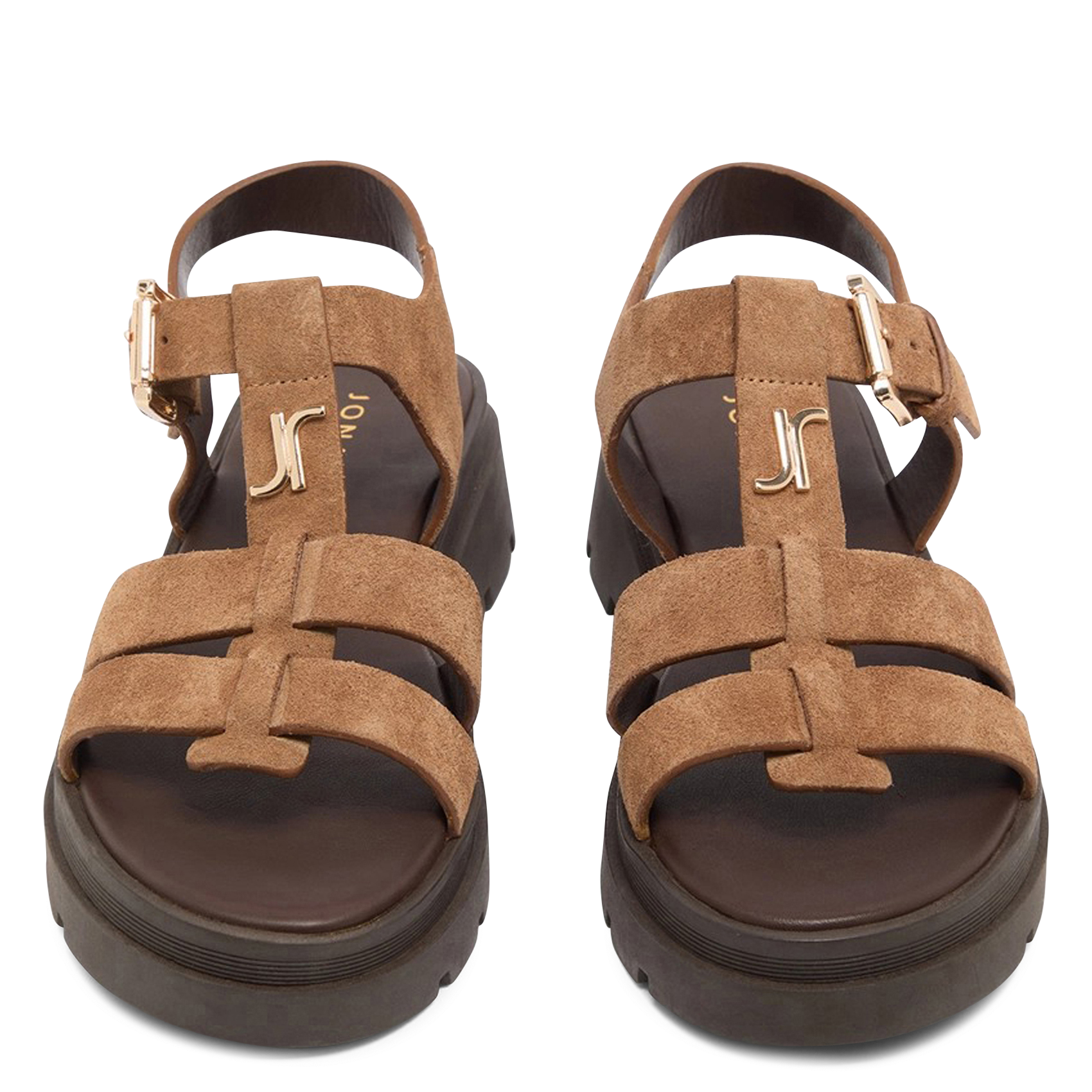 Sandales à plateformes en cuir velours liverpool JONAK Marron