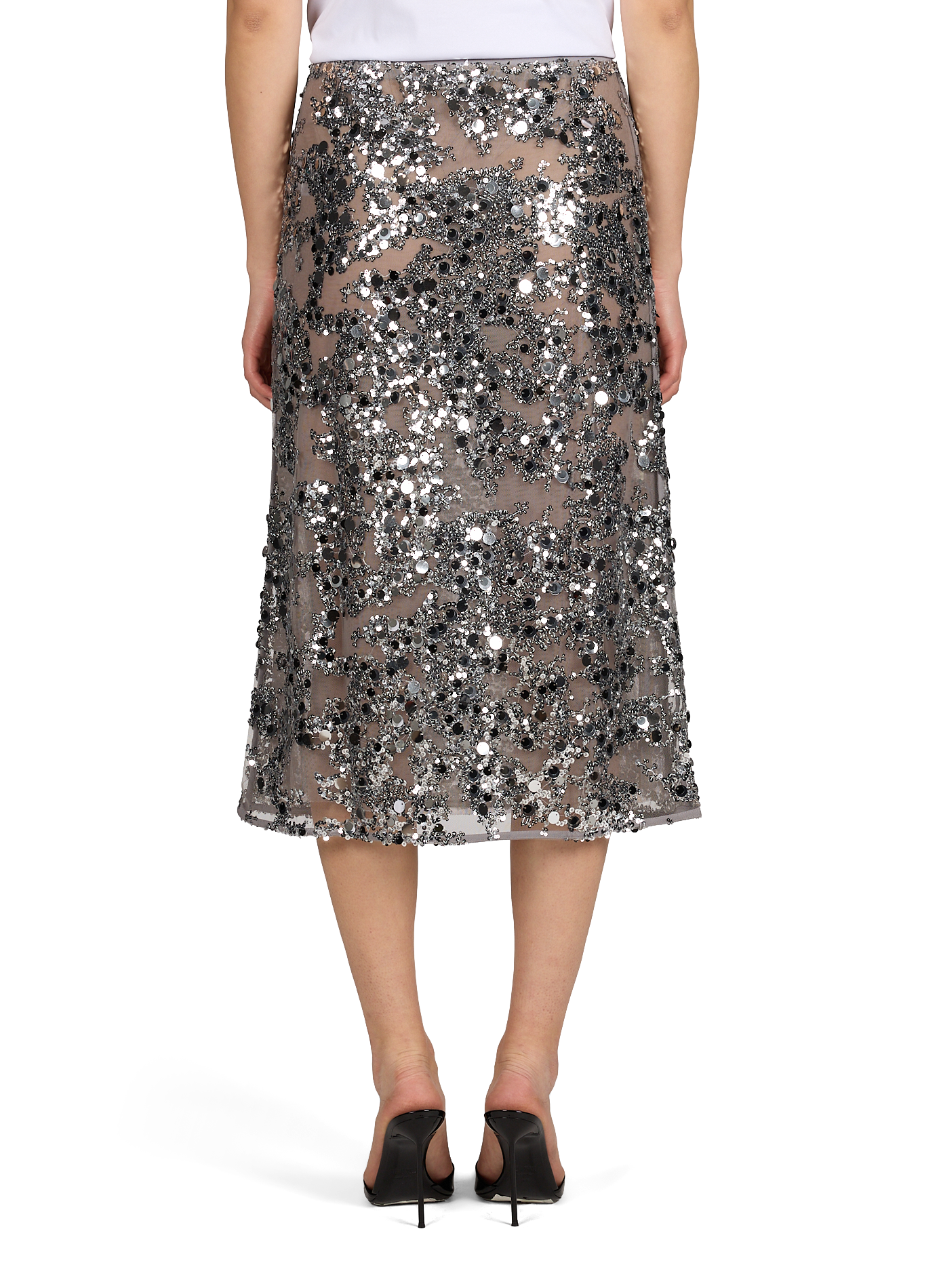 Jupe midi droite à sequins BAUM UND PFERDGARTEN Gris