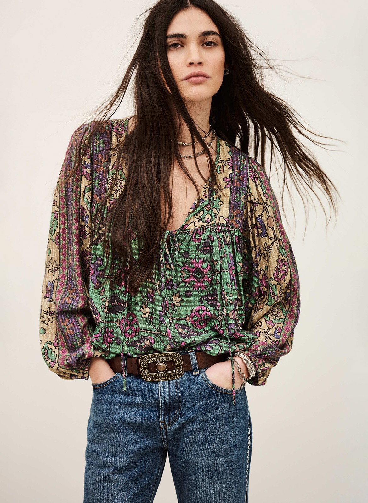 Blouse ample imprimée pamila BA&SH Vert