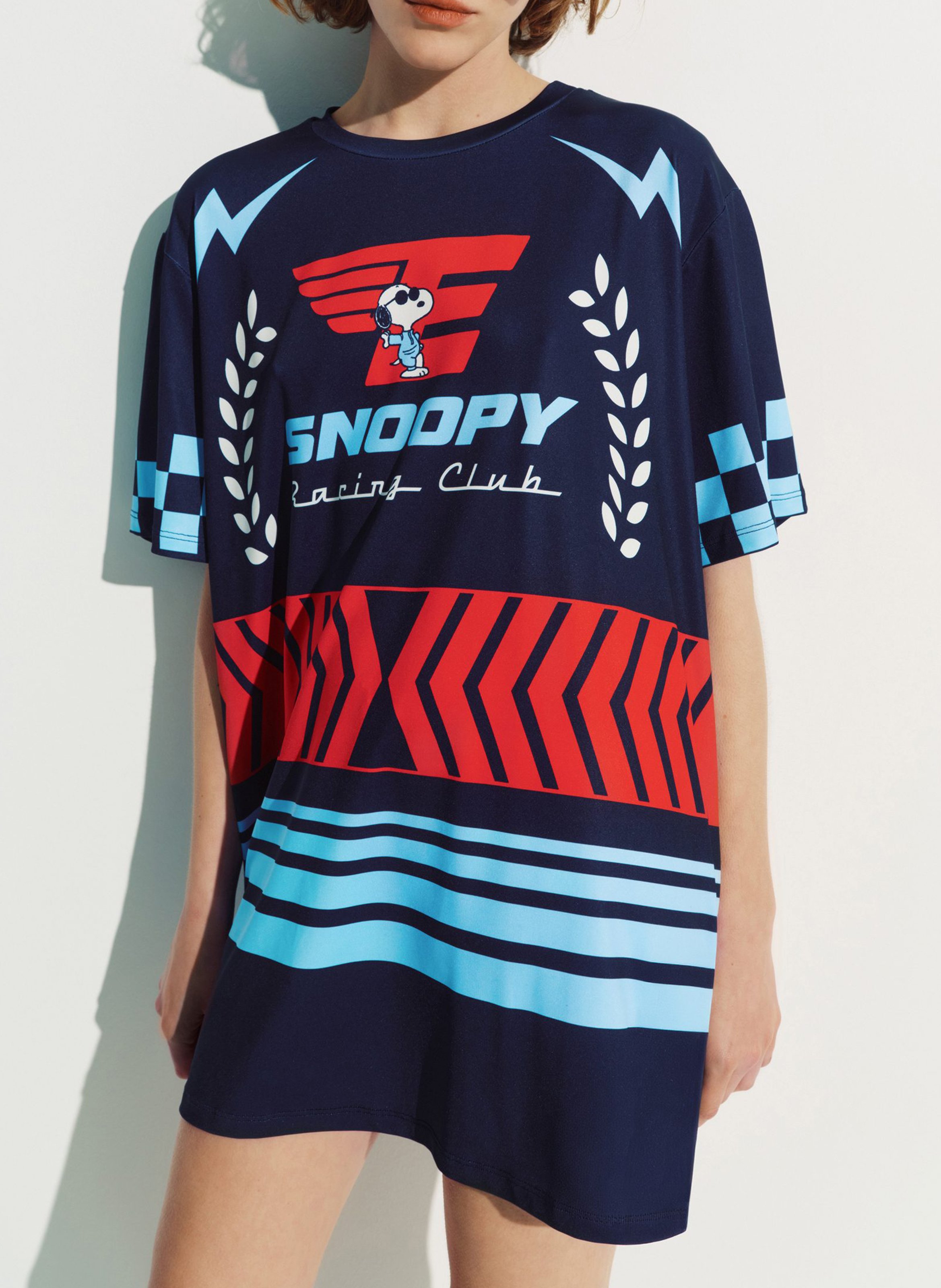Robe courte oversize imprimé jacing Bleu
