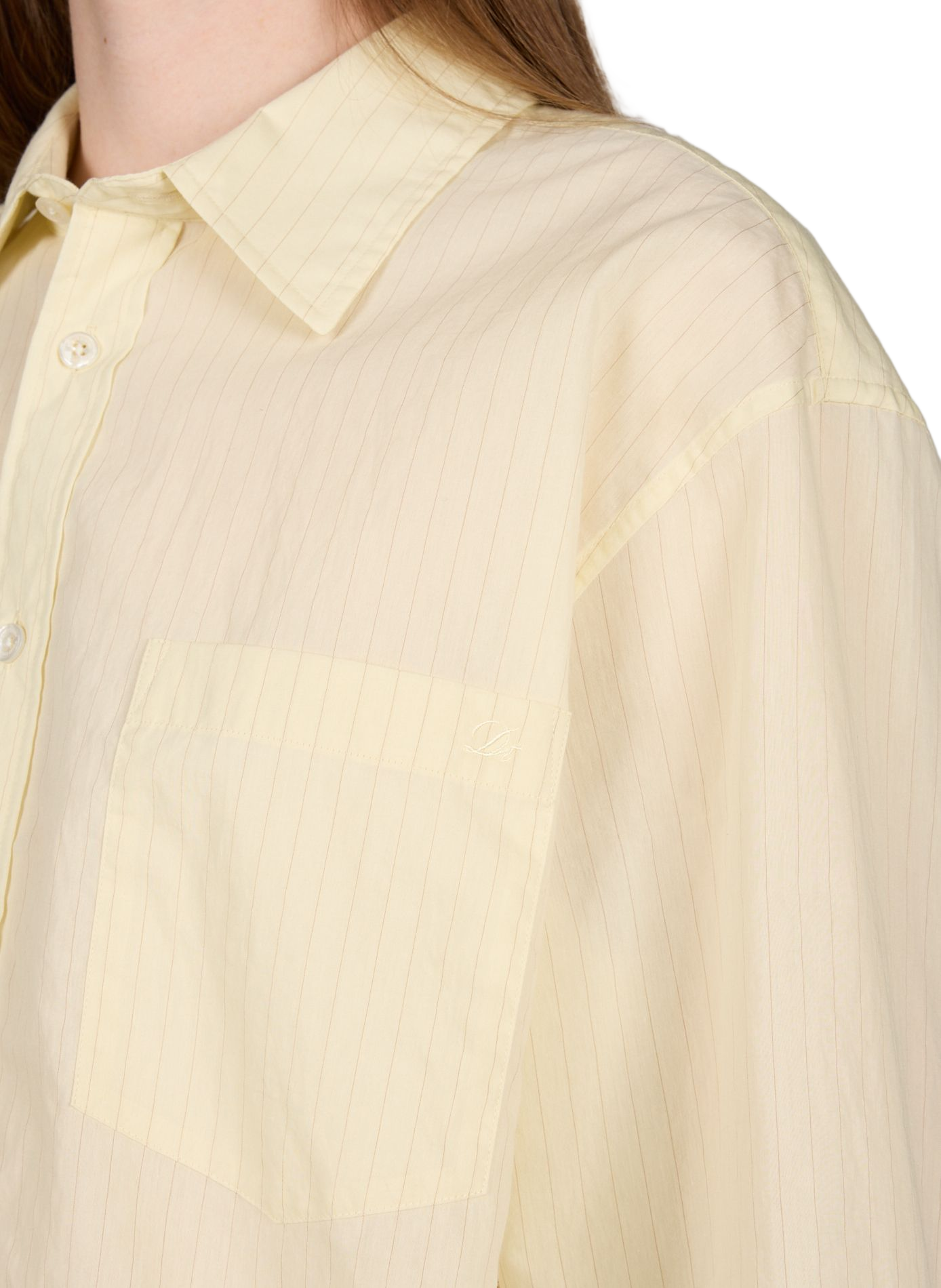 Oversized Striped Cotton Blend Shirt DUNST Yellow