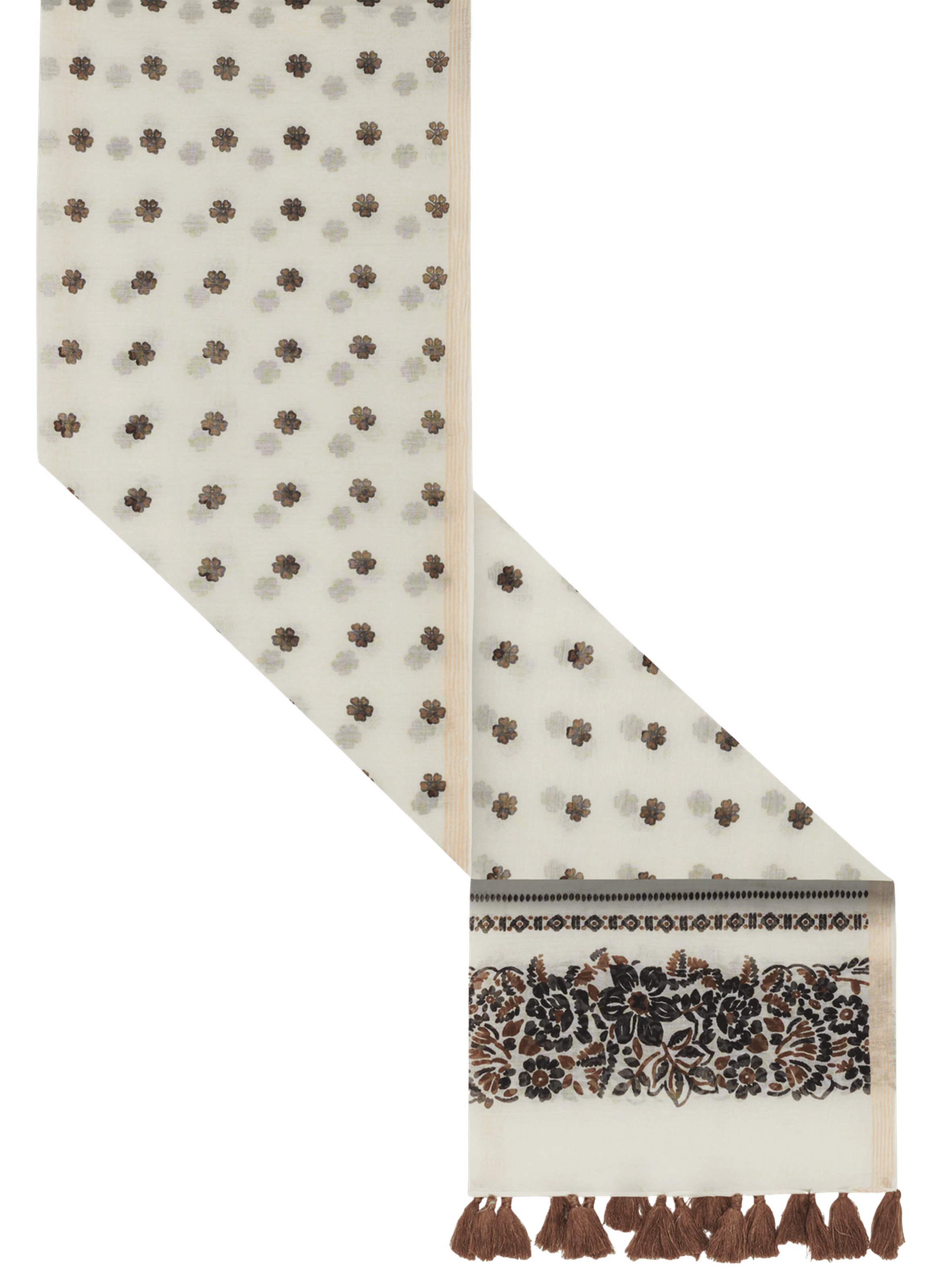 Etole à pompons en coton et soie - daphne Beige