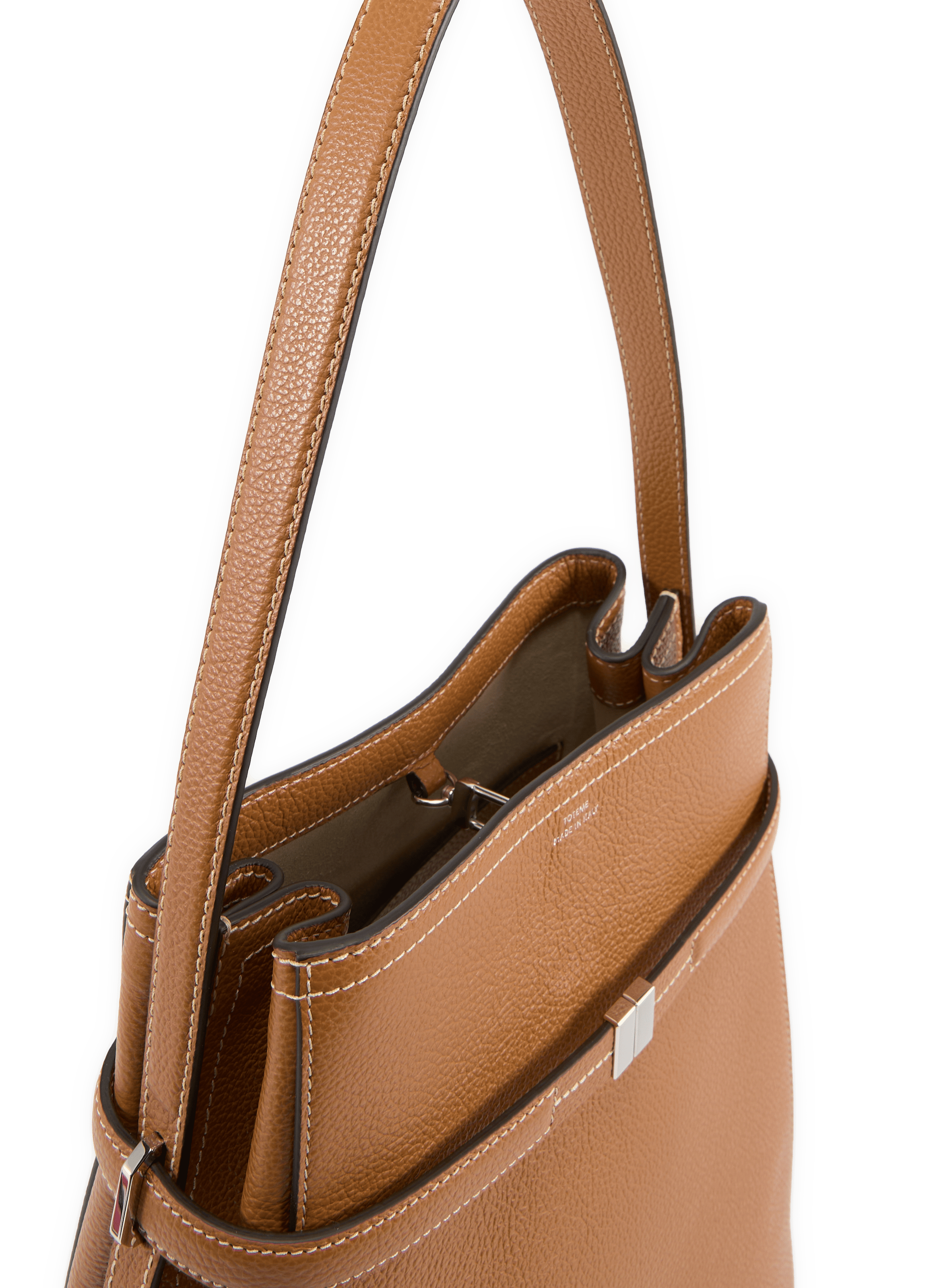 Sac seau en cuir grainé TOTEME Marron