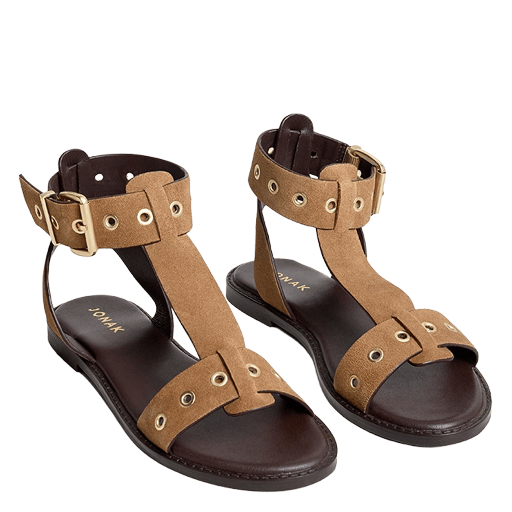 Sandales plates en cuir velours wizz JONAK Marron