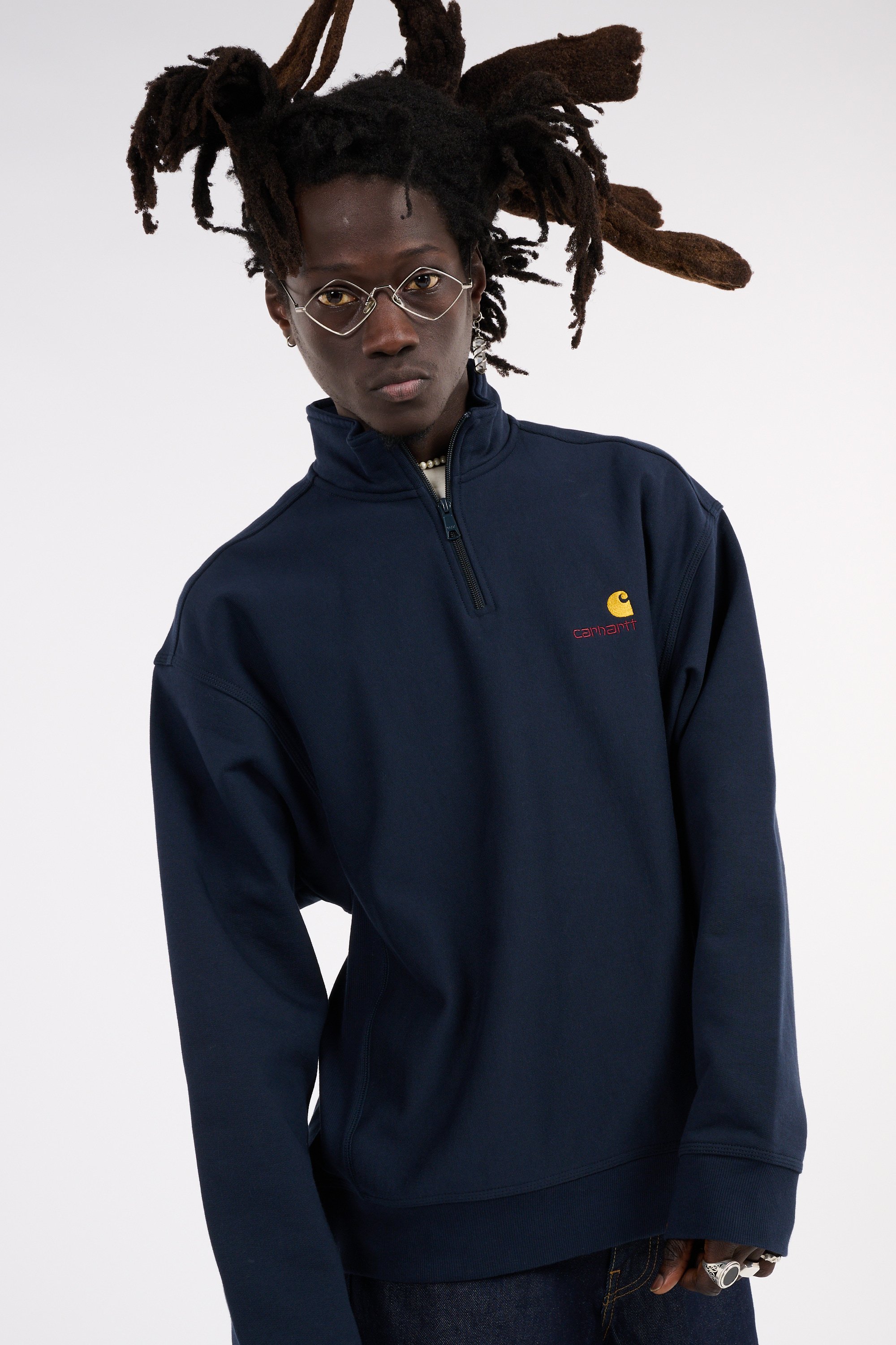 Sweat zippé half zip american script CARHARTT WIP Bleu