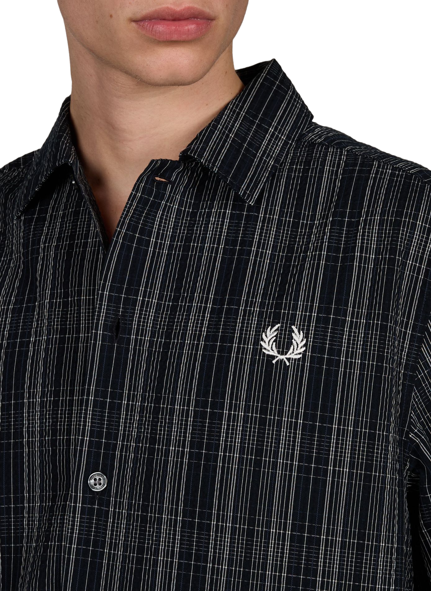 Gestreiftes Baumwollhemd mit Struktur FRED PERRY Blau