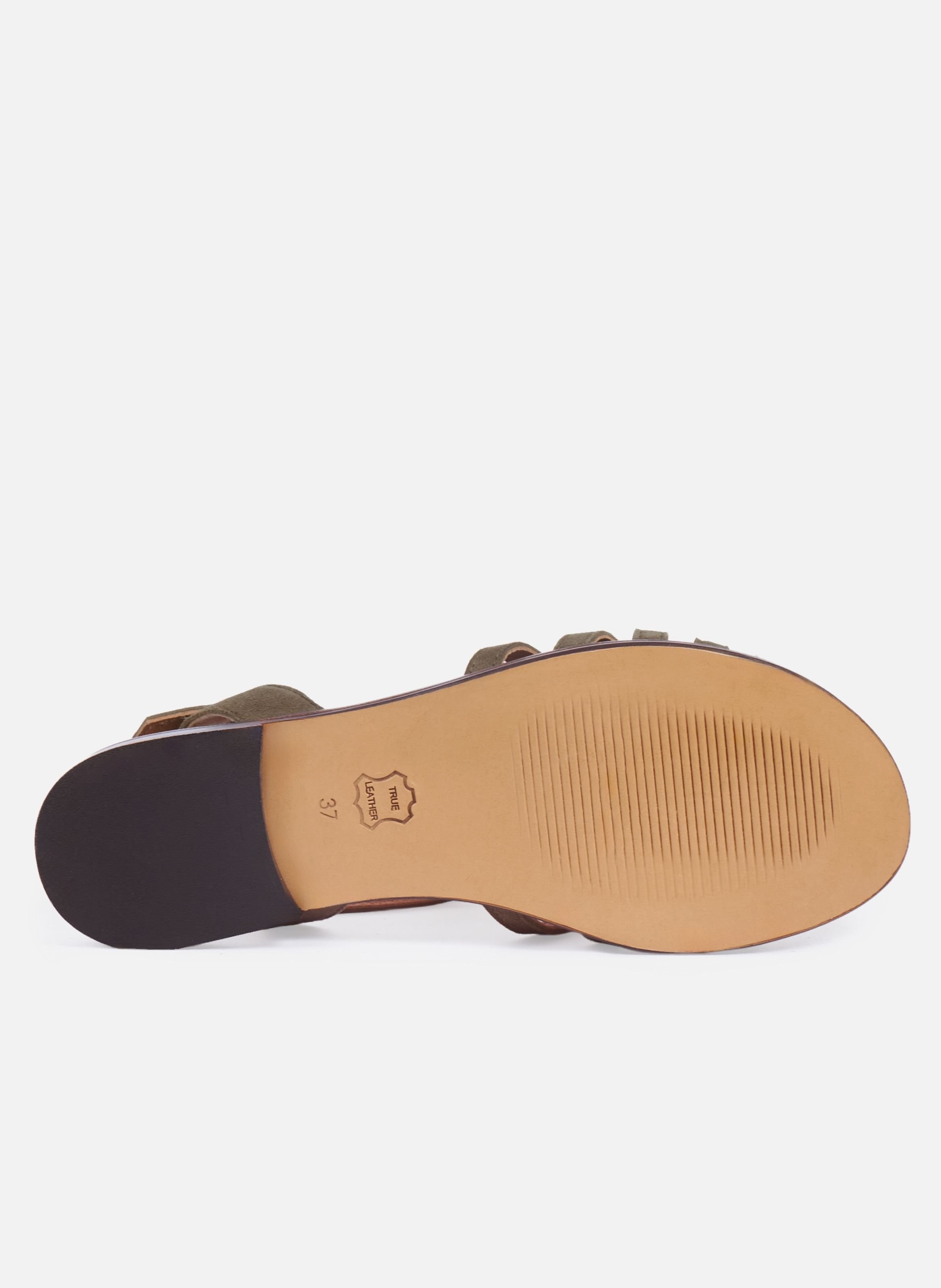 Platte sandalen met suède leren bandjes JULES & JENN Kaki