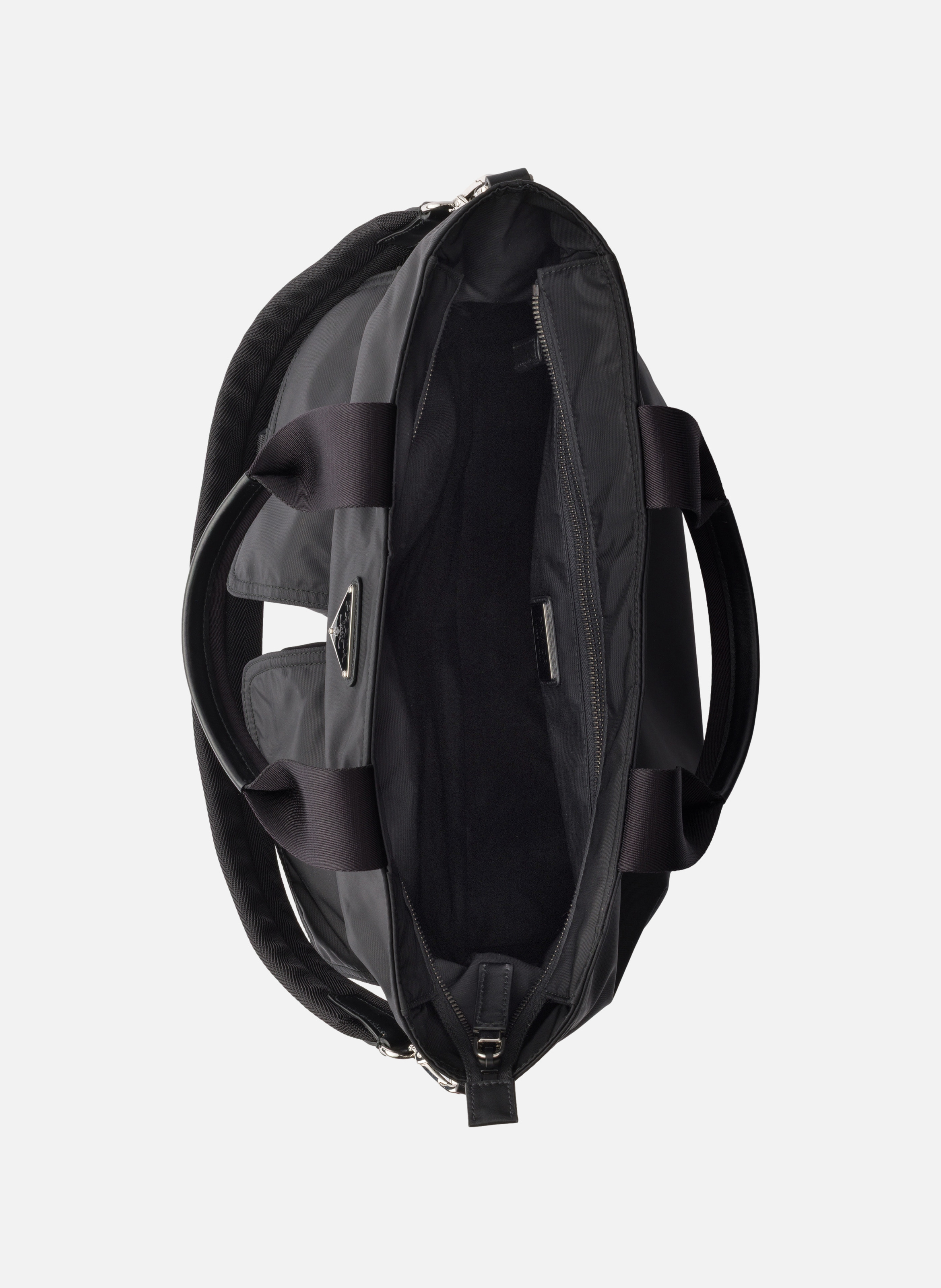 Sac cabas prada explore en re-nylon et cuir PRADA Noir