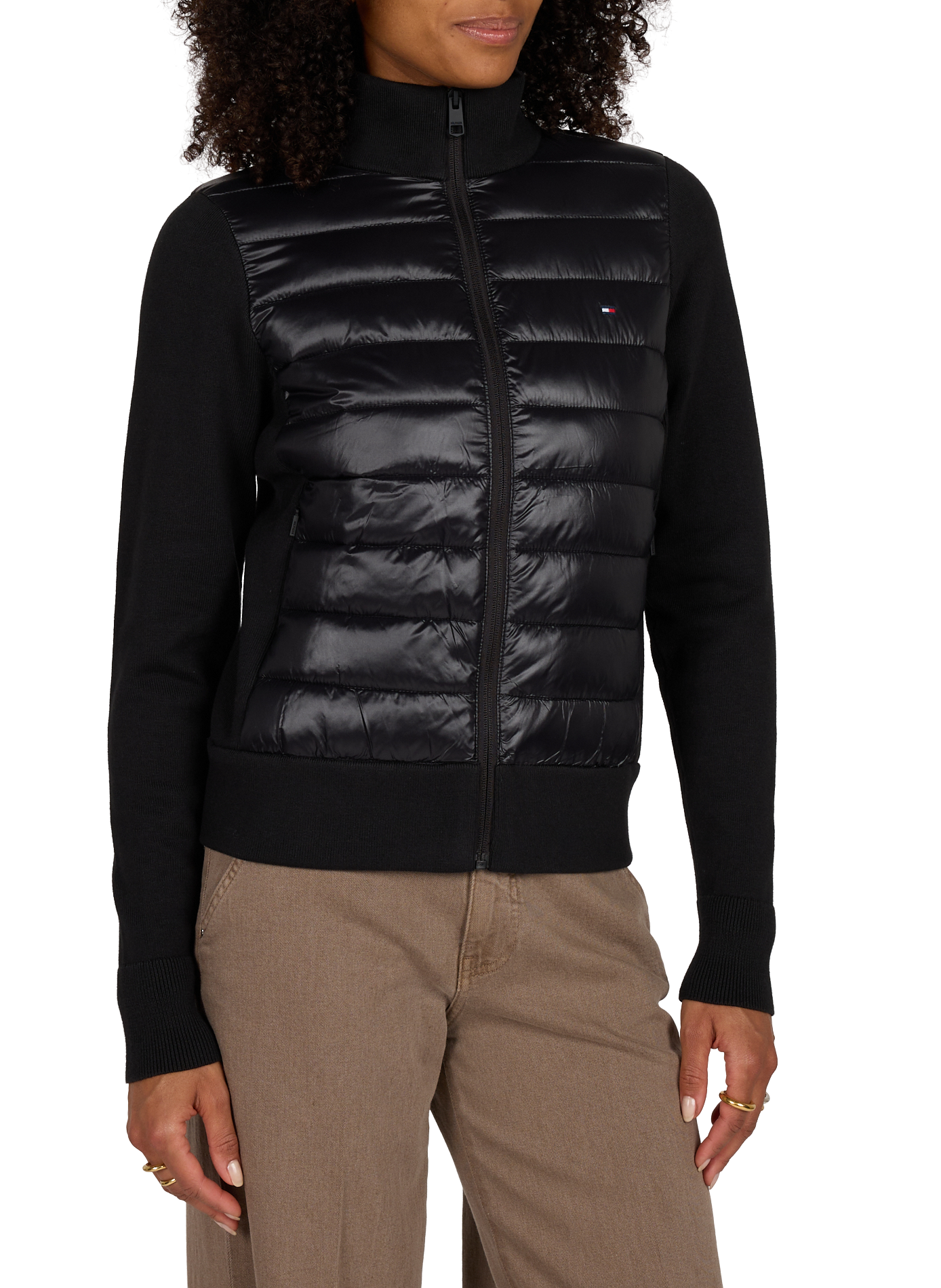 Quilted jacket with high collar | Black TOMMY HILFIGER Women