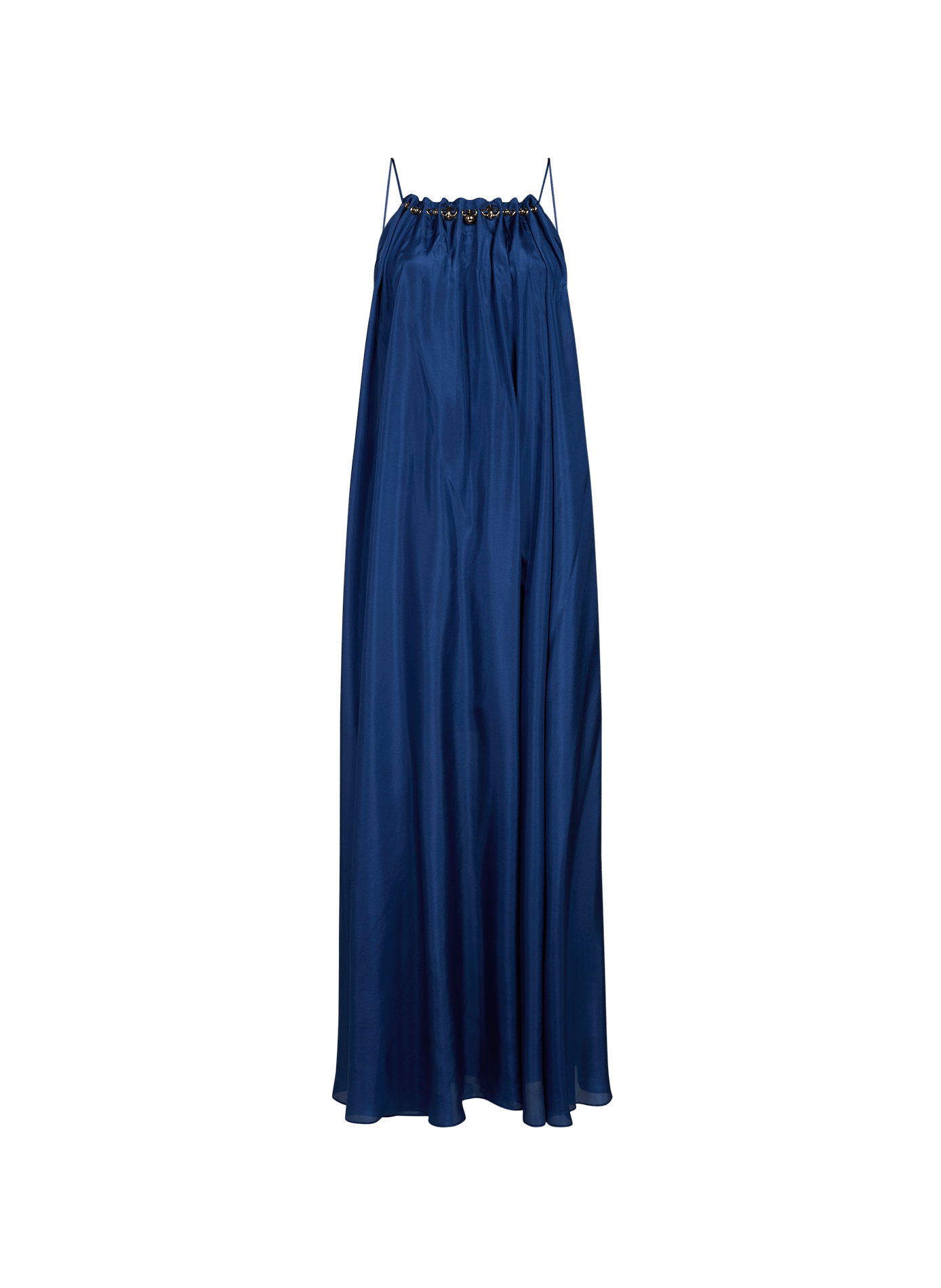 Lange jurk met gerimpeld detail en parels in zijde ZIMMERMANN Blauw