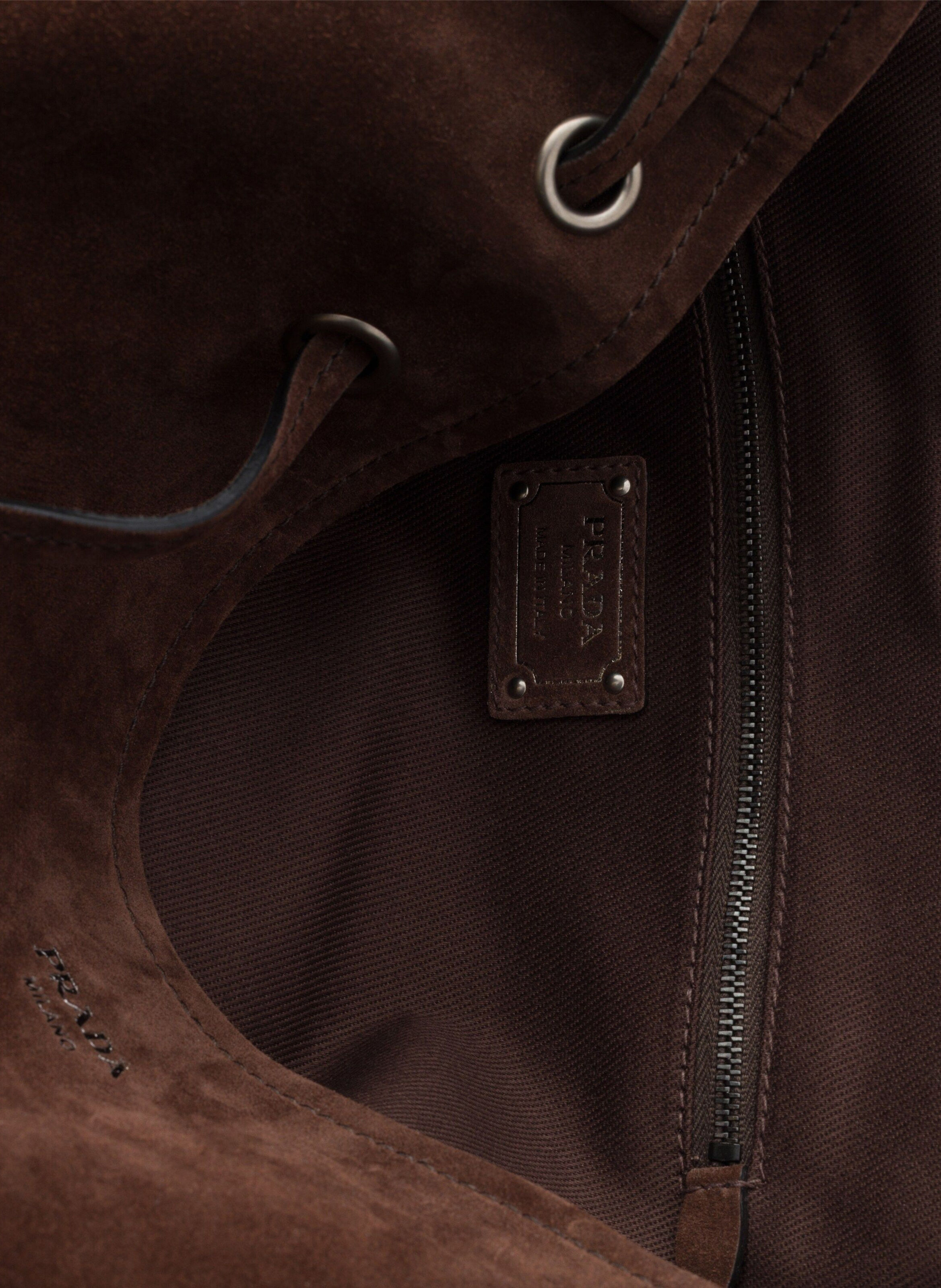 Grand sac prada route en veau velours PRADA Marron