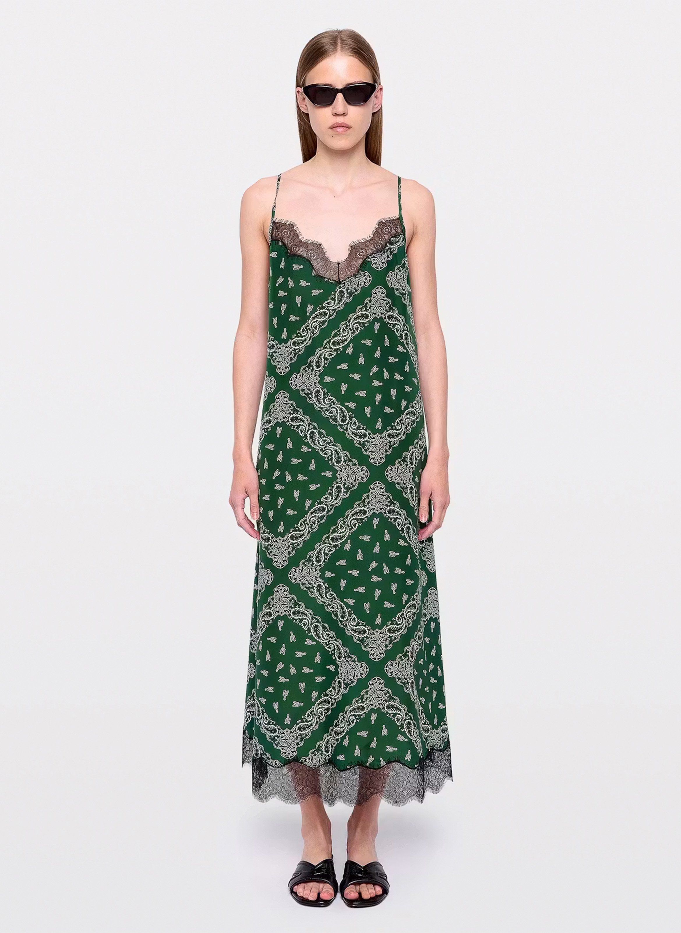 Robe longue en soie imprimée twina ZADIG&VOLTAIRE Vert