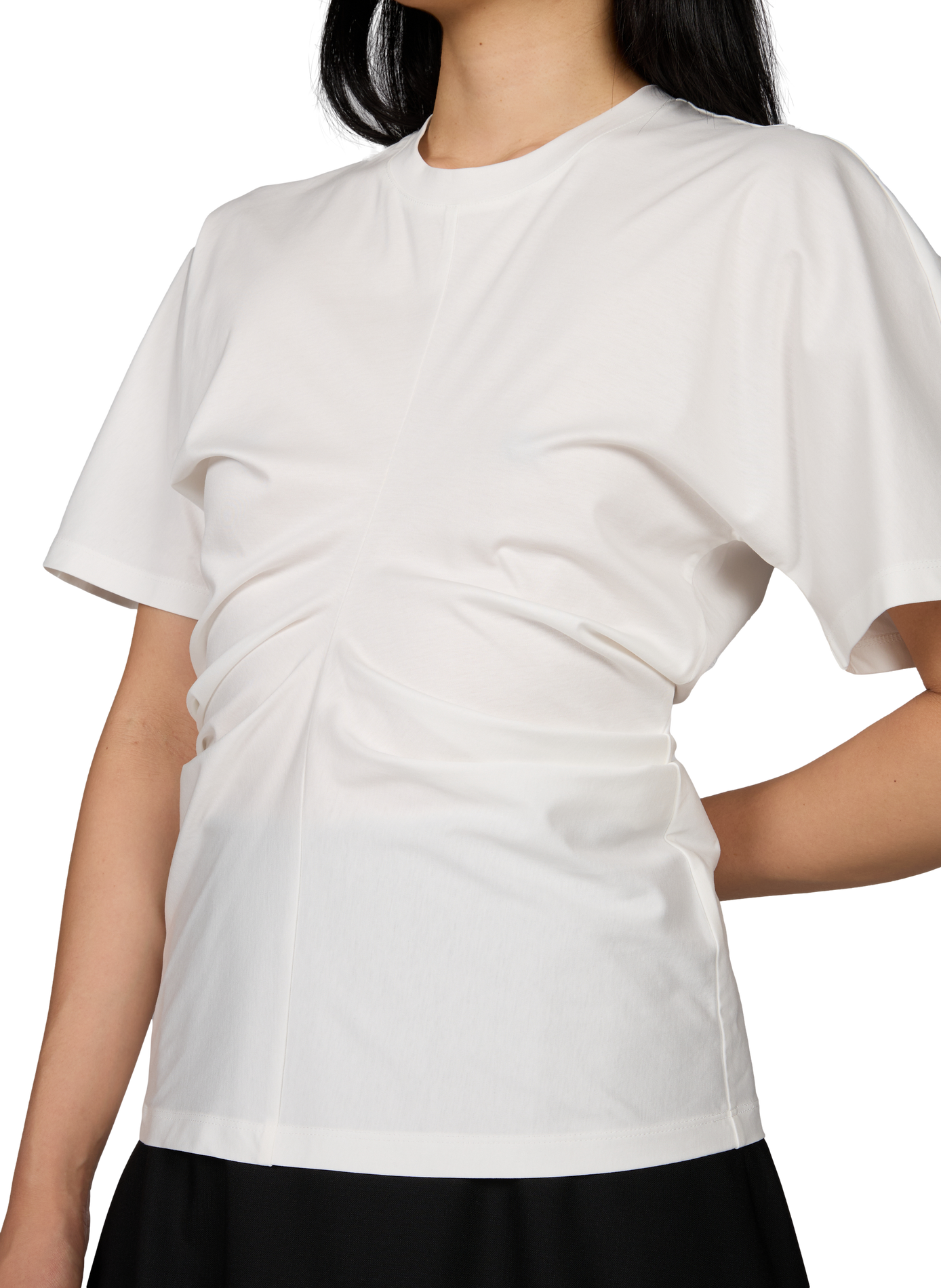 T-Shirt mit kurzen gerafften Ärmeln aus Baumwollmischung ROHE FRAMES Weiss
