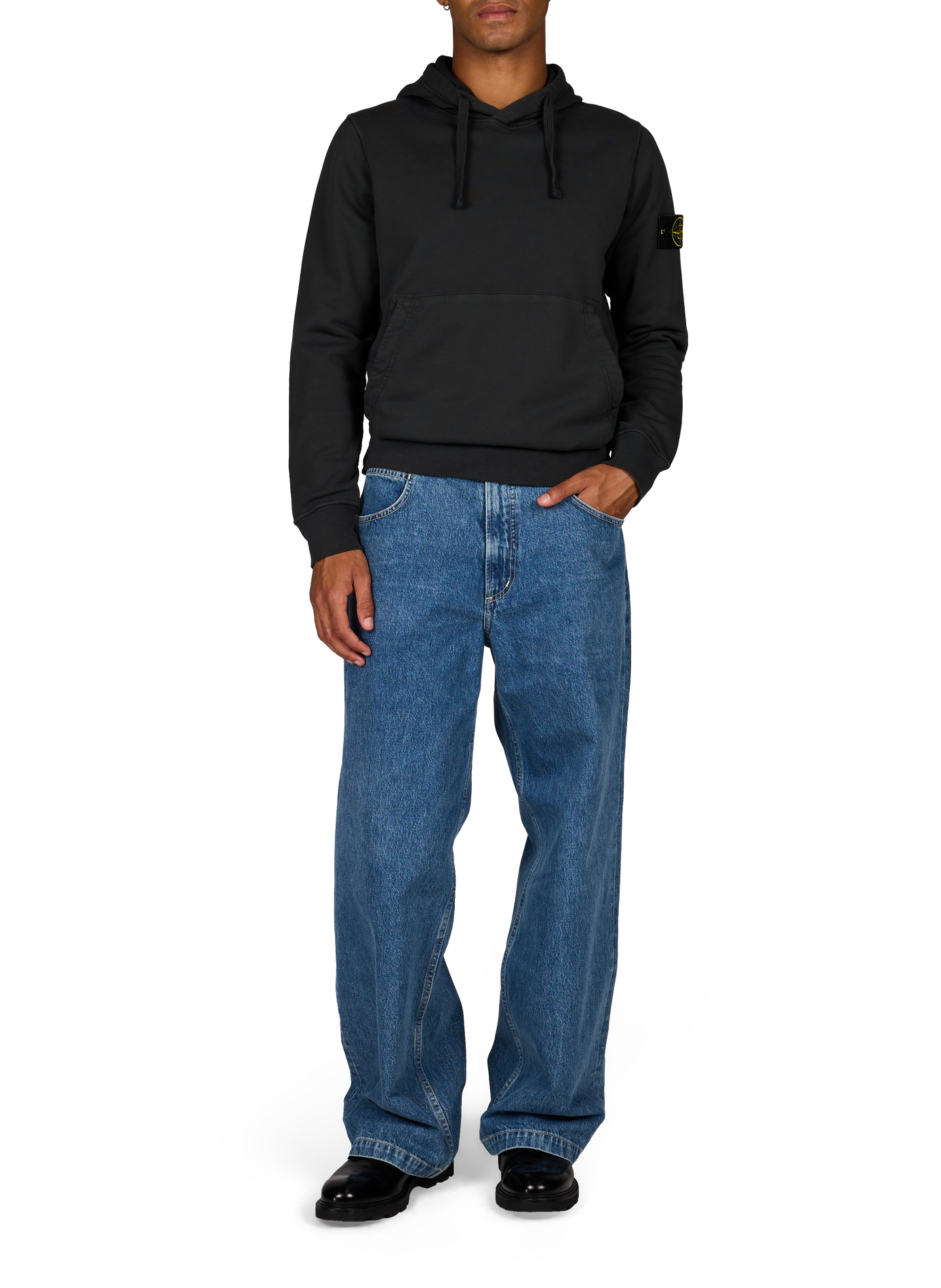 Solid color hoodie with a hood STONE ISLAND Grey