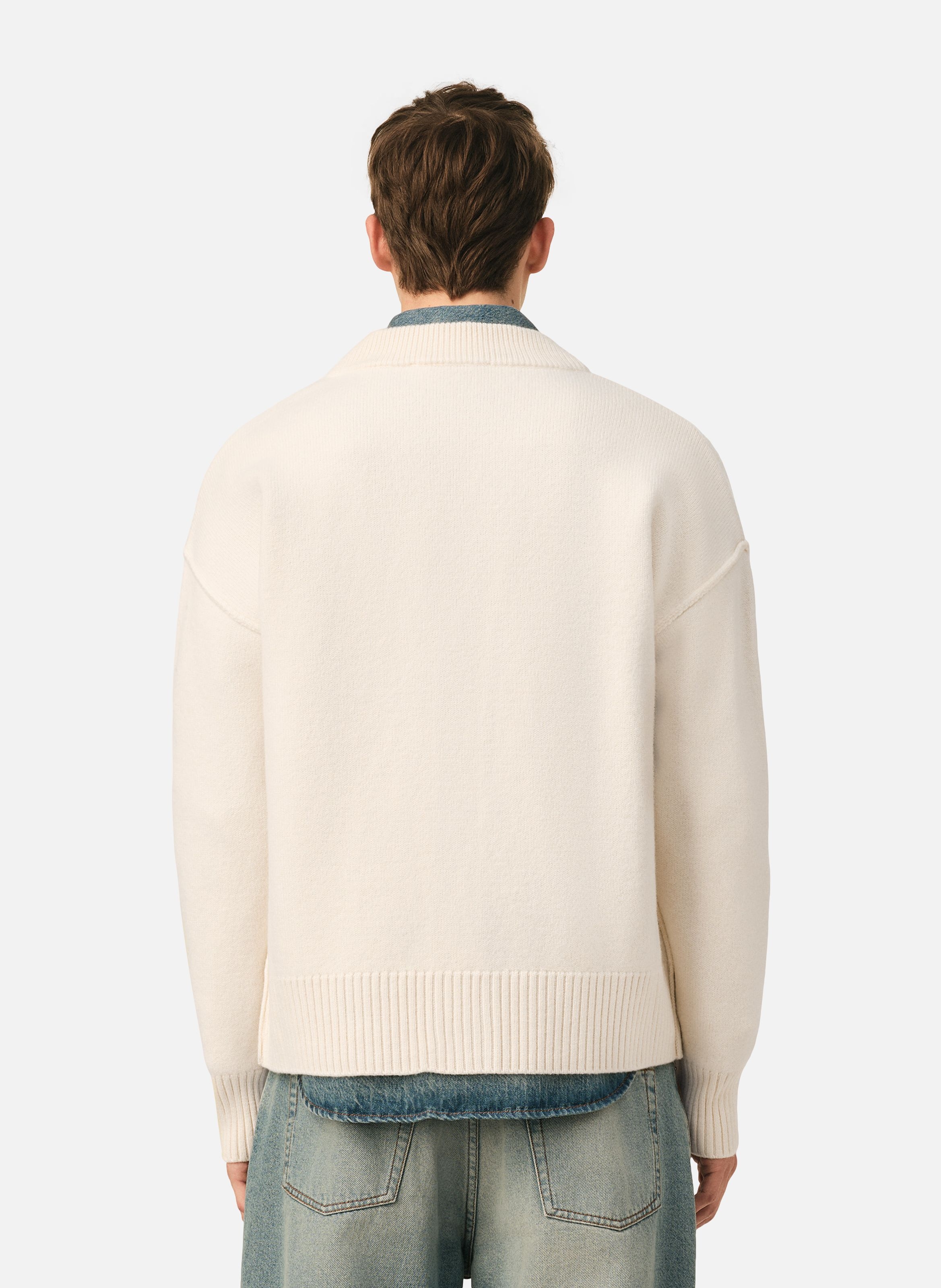 Cardigan unisexe en laine ami de coeur AMI PARIS Blanc