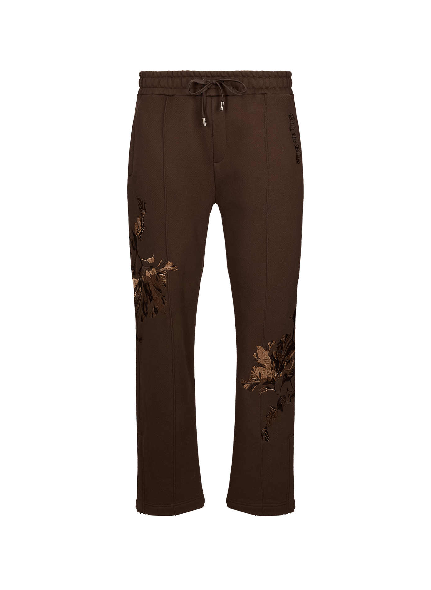 Wide leg embroidered cotton trousers ONLY THE BLIND Brown