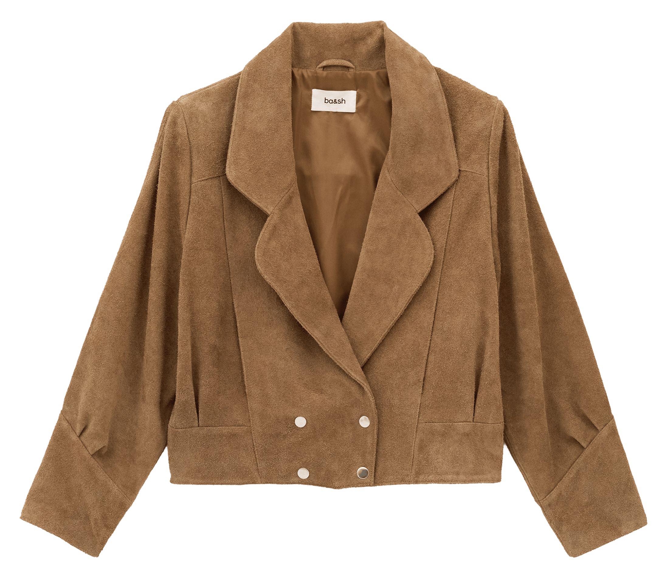 Veste droite col tailleur uni en cuir cowy BA&SH Beige