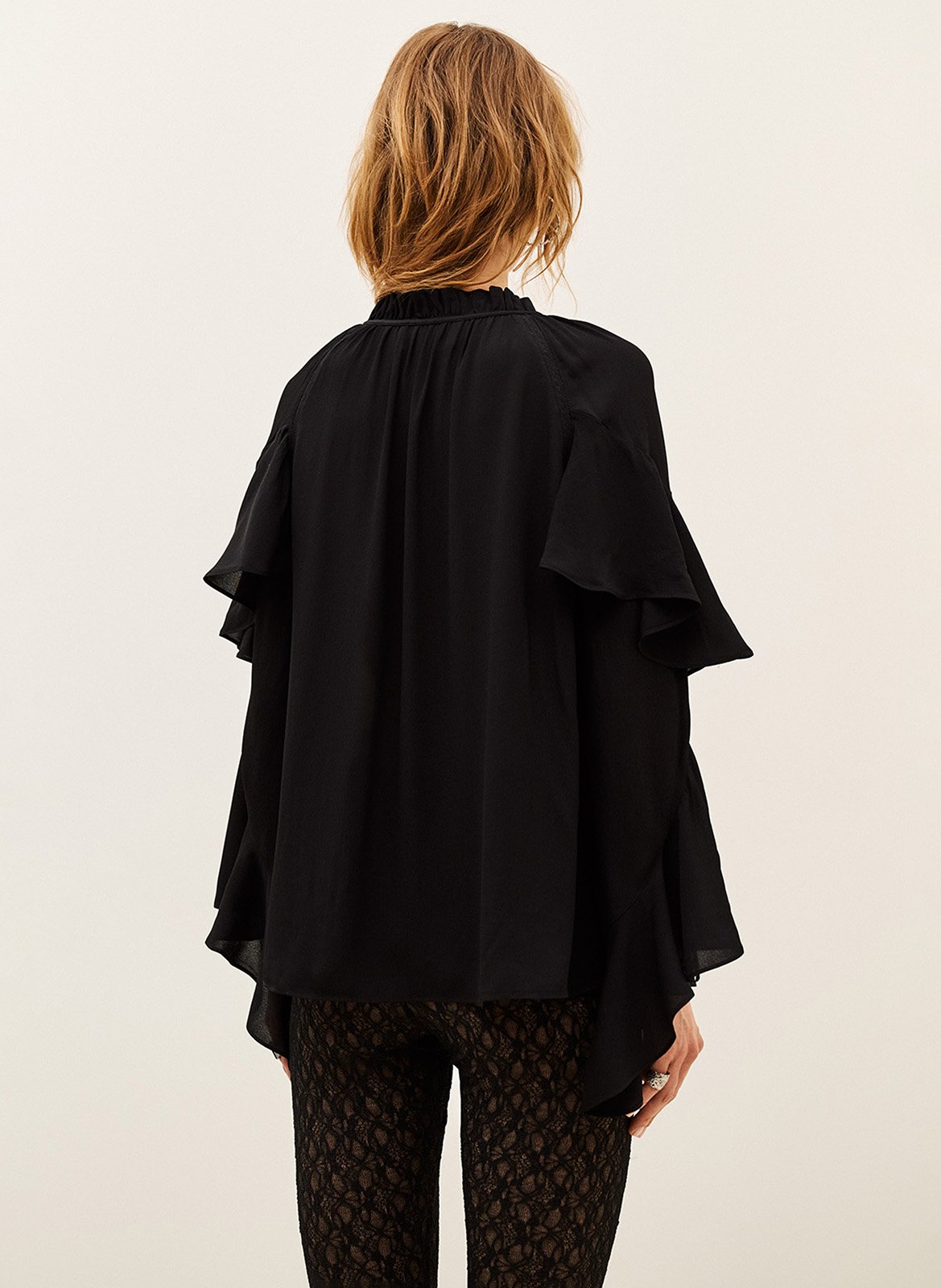 Blouse à volants manches longues betty BA&SH Noir