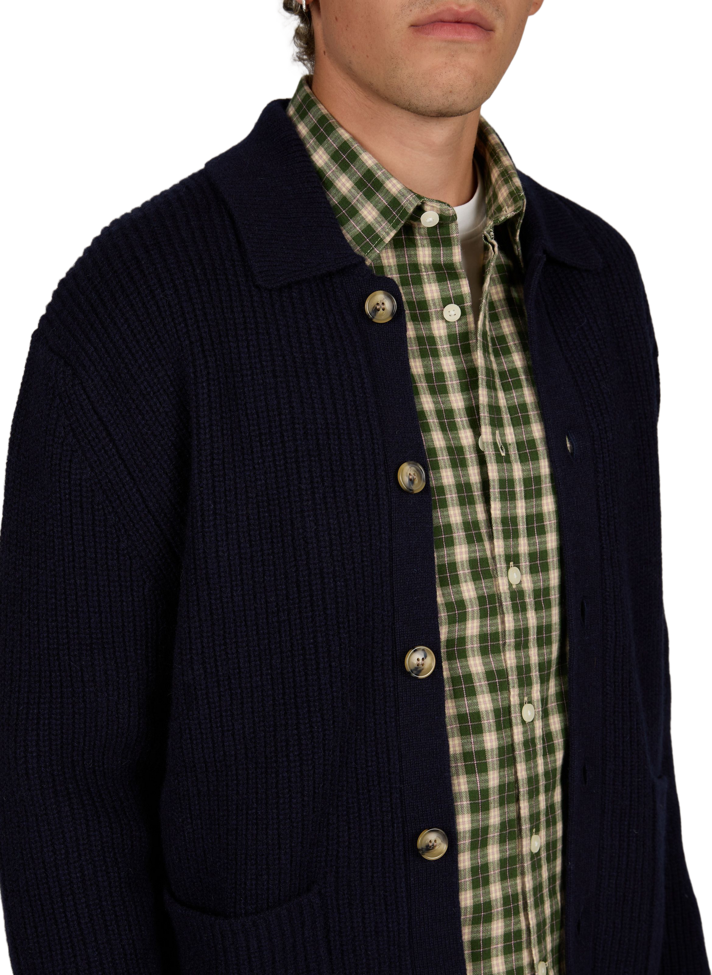 Plain wool buttoned cardigan MAISON LABICHE Blue