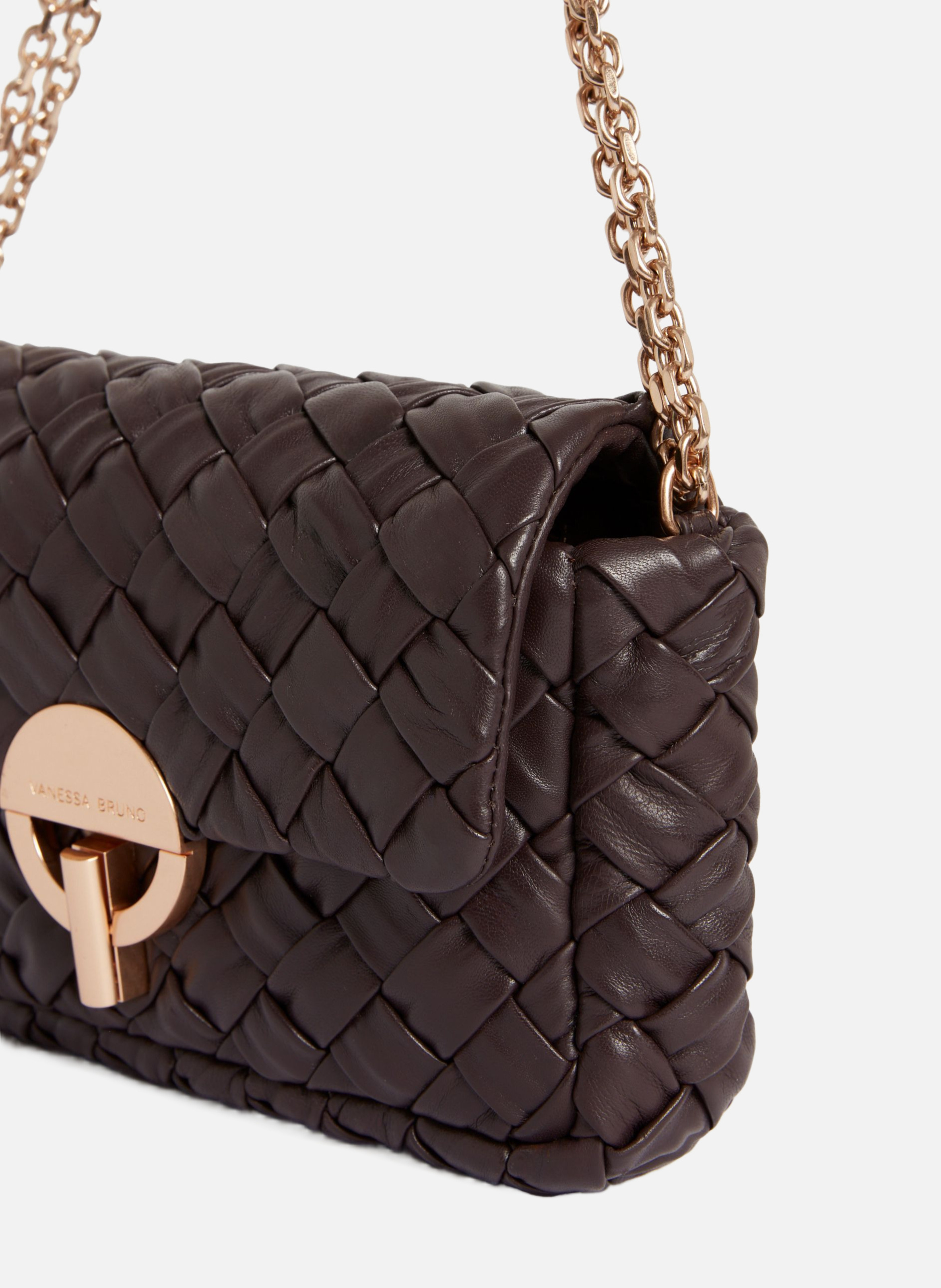 Moyen sac moon en cuir tressé VANESSA BRUNO Marron