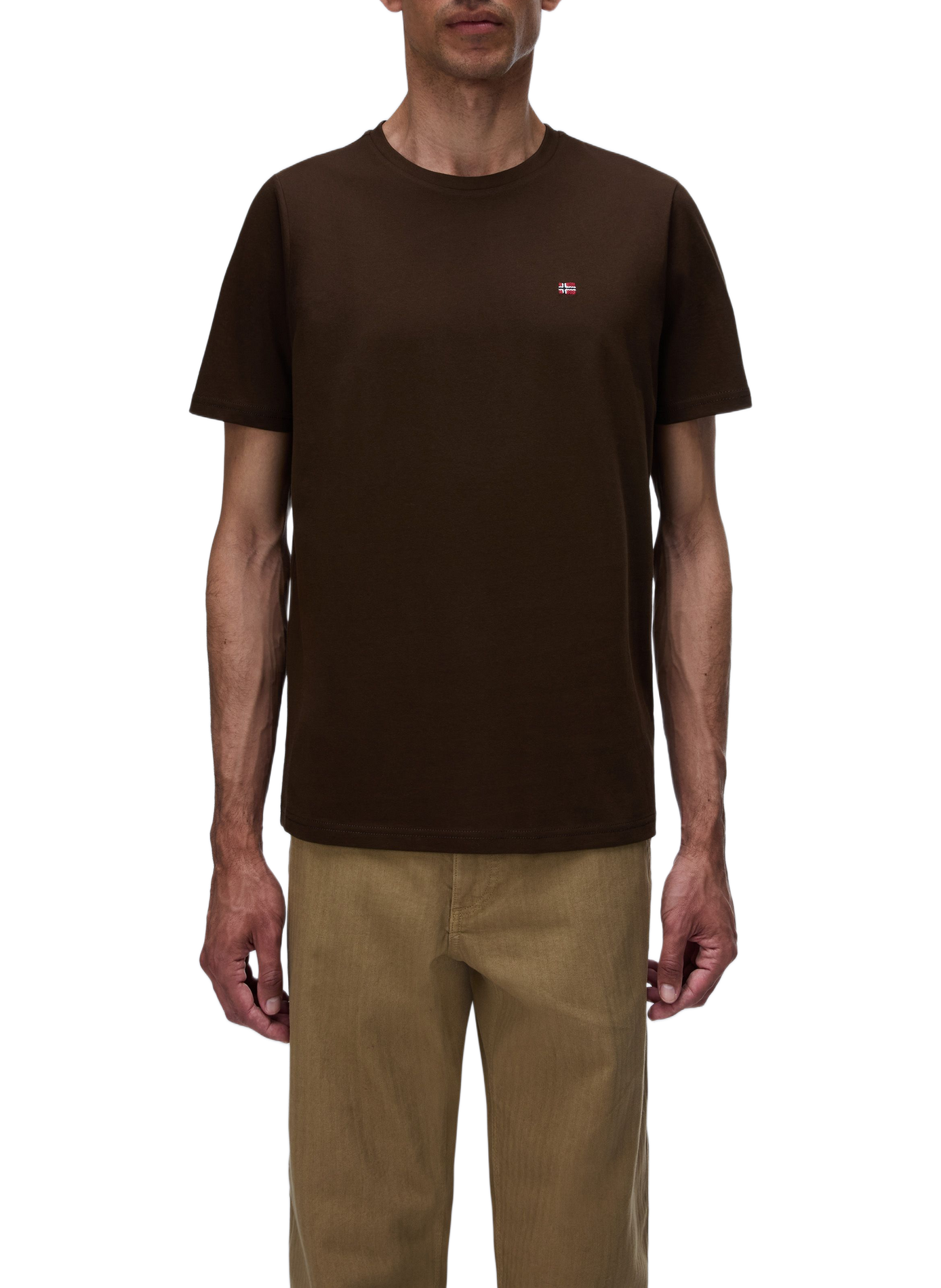 Round-neck cotton T-shirt NAPAPIJRI Brown