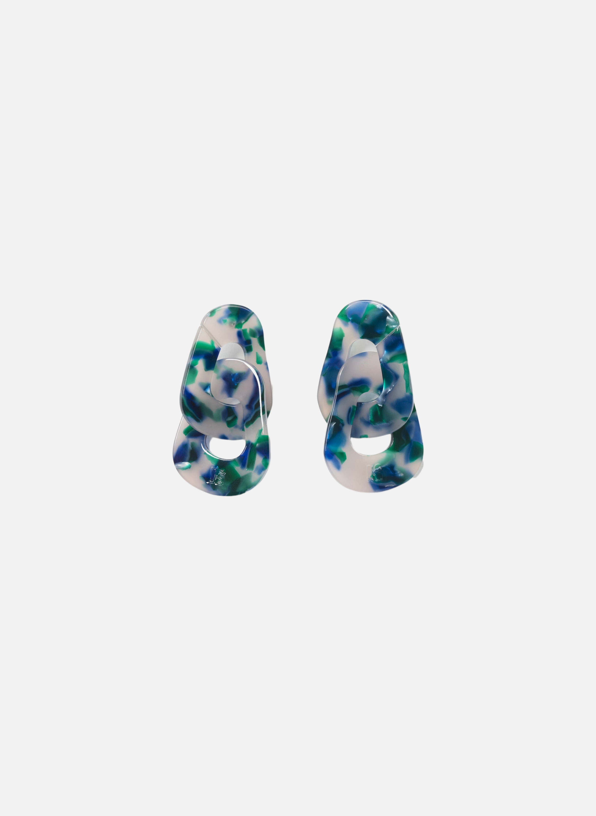 Boucles d'oreilles maillons en acétate de cellulose  Verde