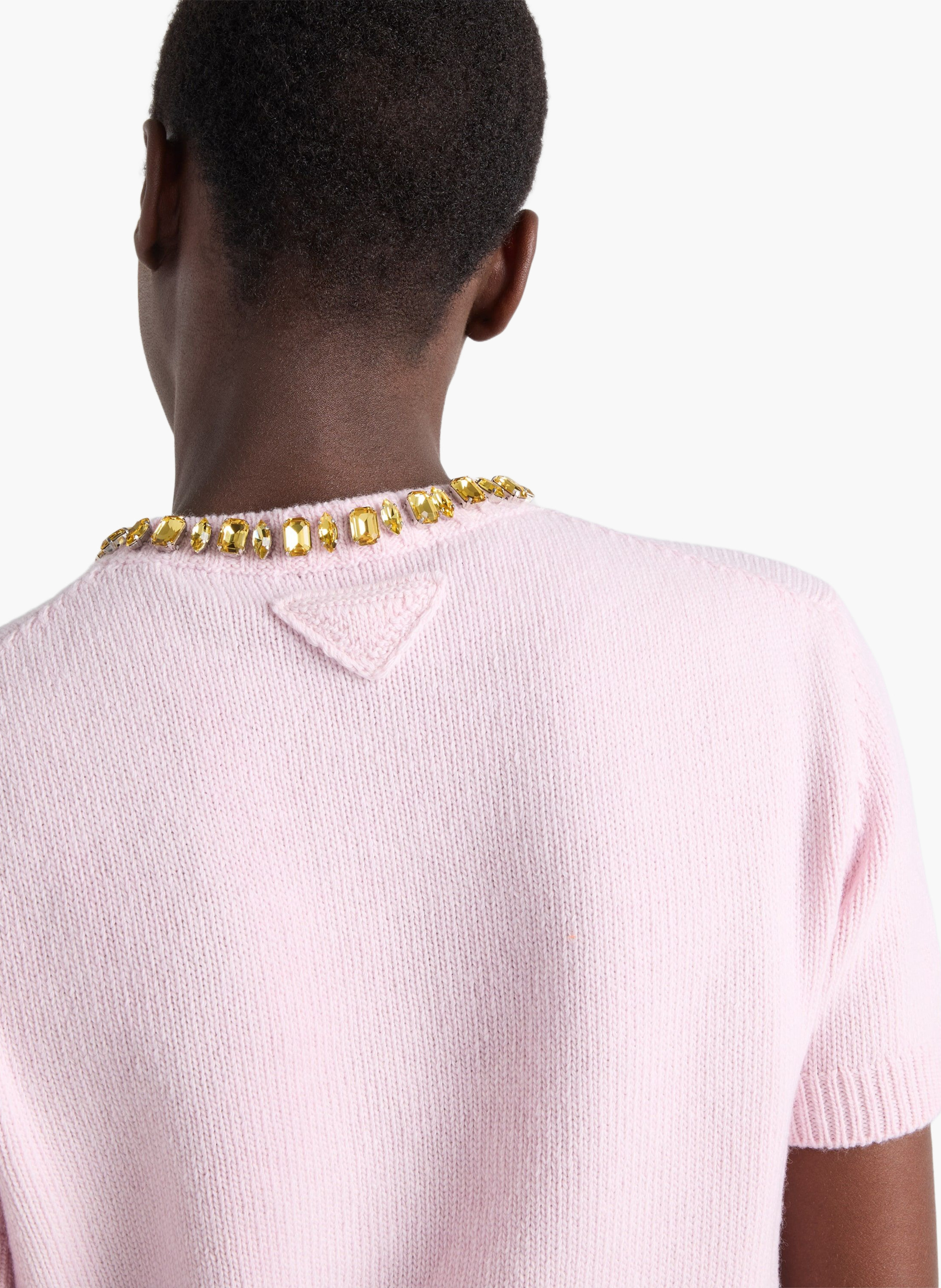 Pull à col rond en laine et cachemire PRADA Rose