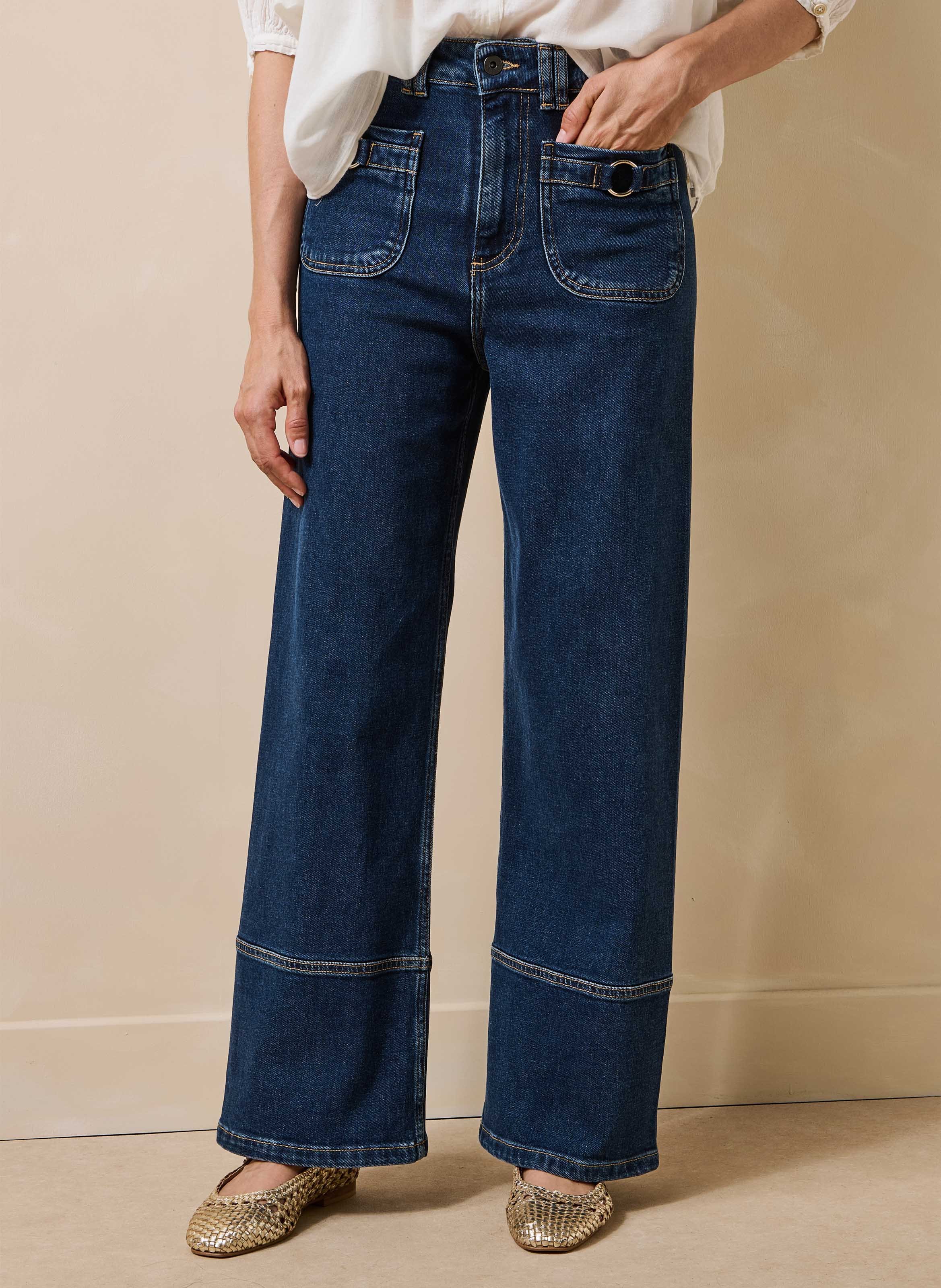Rechte jeans met hoge taille van een biologisch katoenmengsel LA FEE MARABOUTEE Blauw
