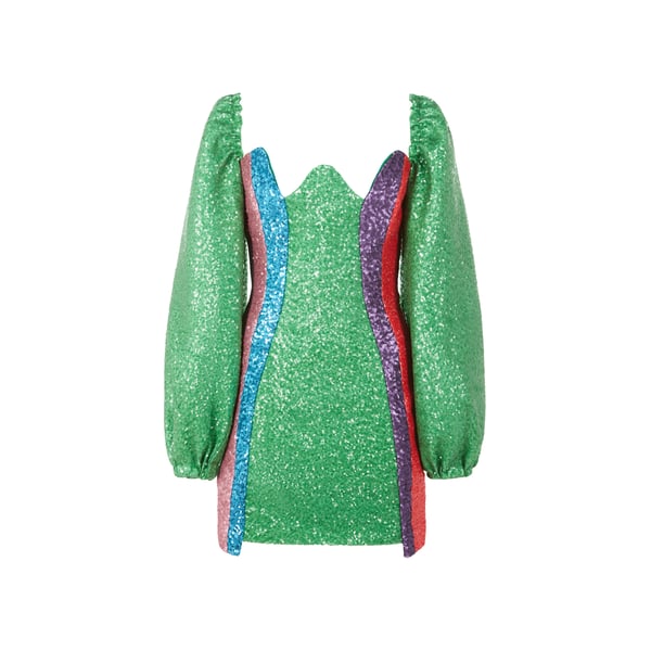 Robe courte à sequins multicolores