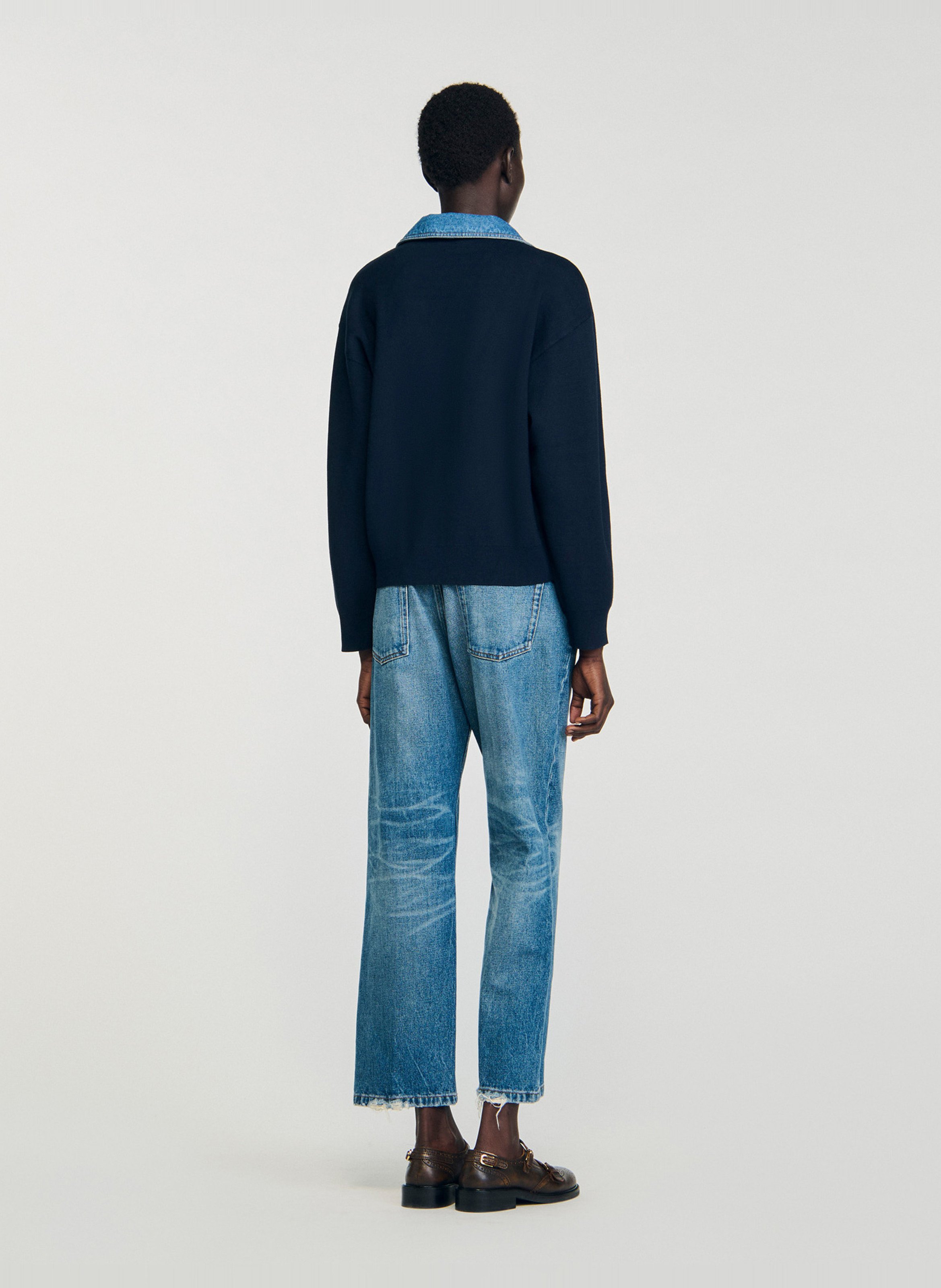 Pull droit en maille SANDRO Bleu