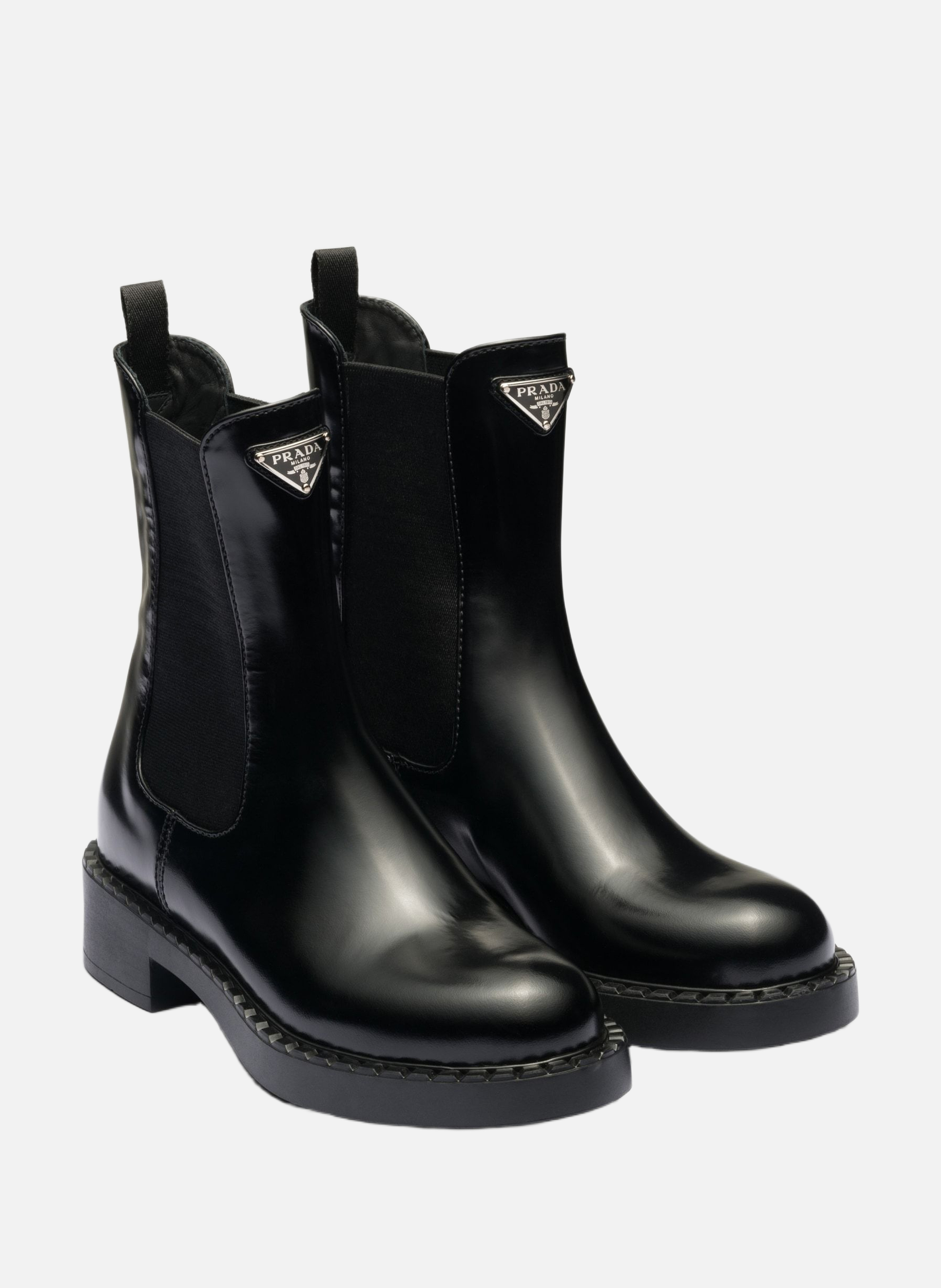 Bottines en cuir brossé PRADA Noir