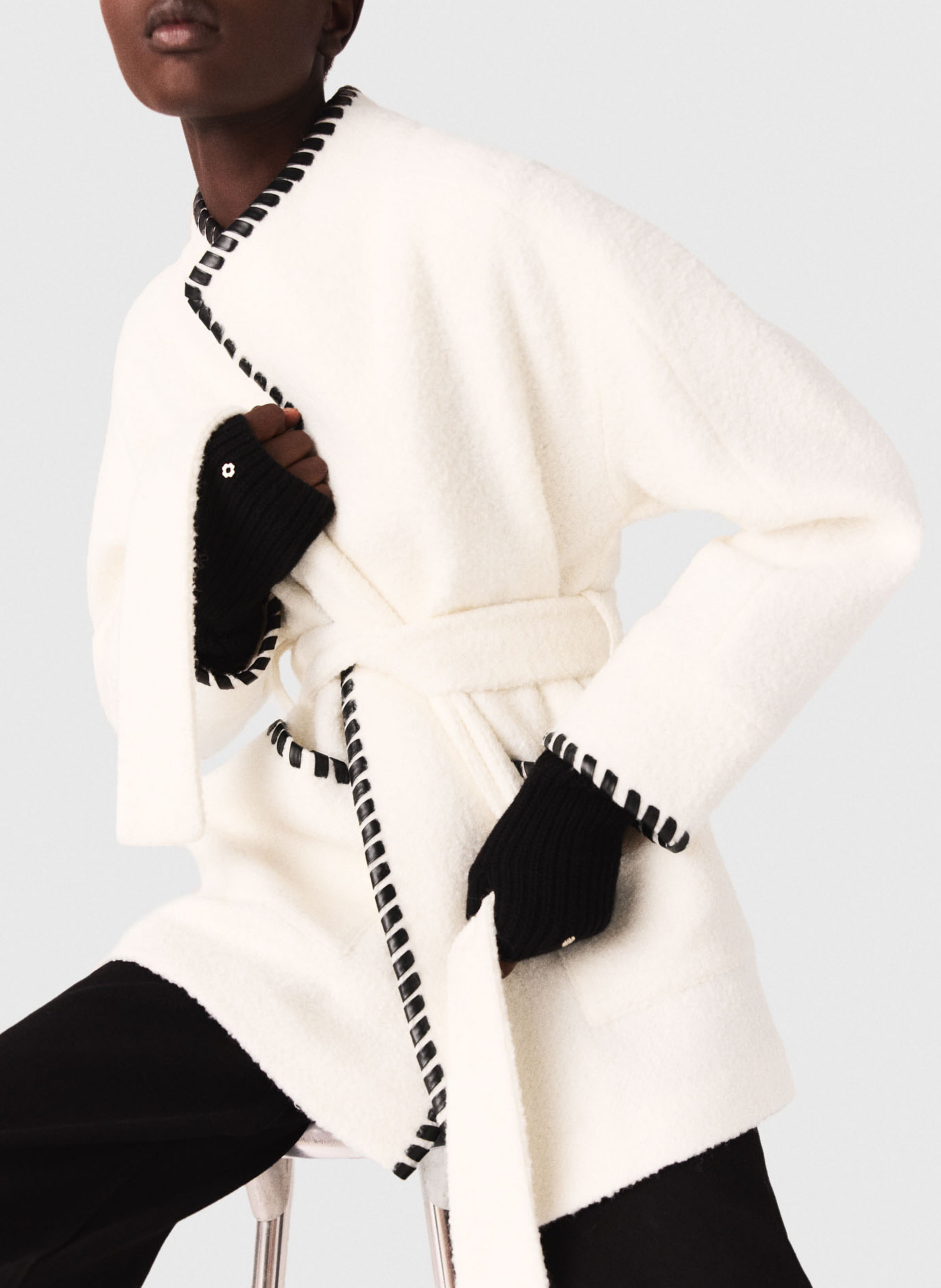 Manteau col classique en laine mélangée MAJE Beige