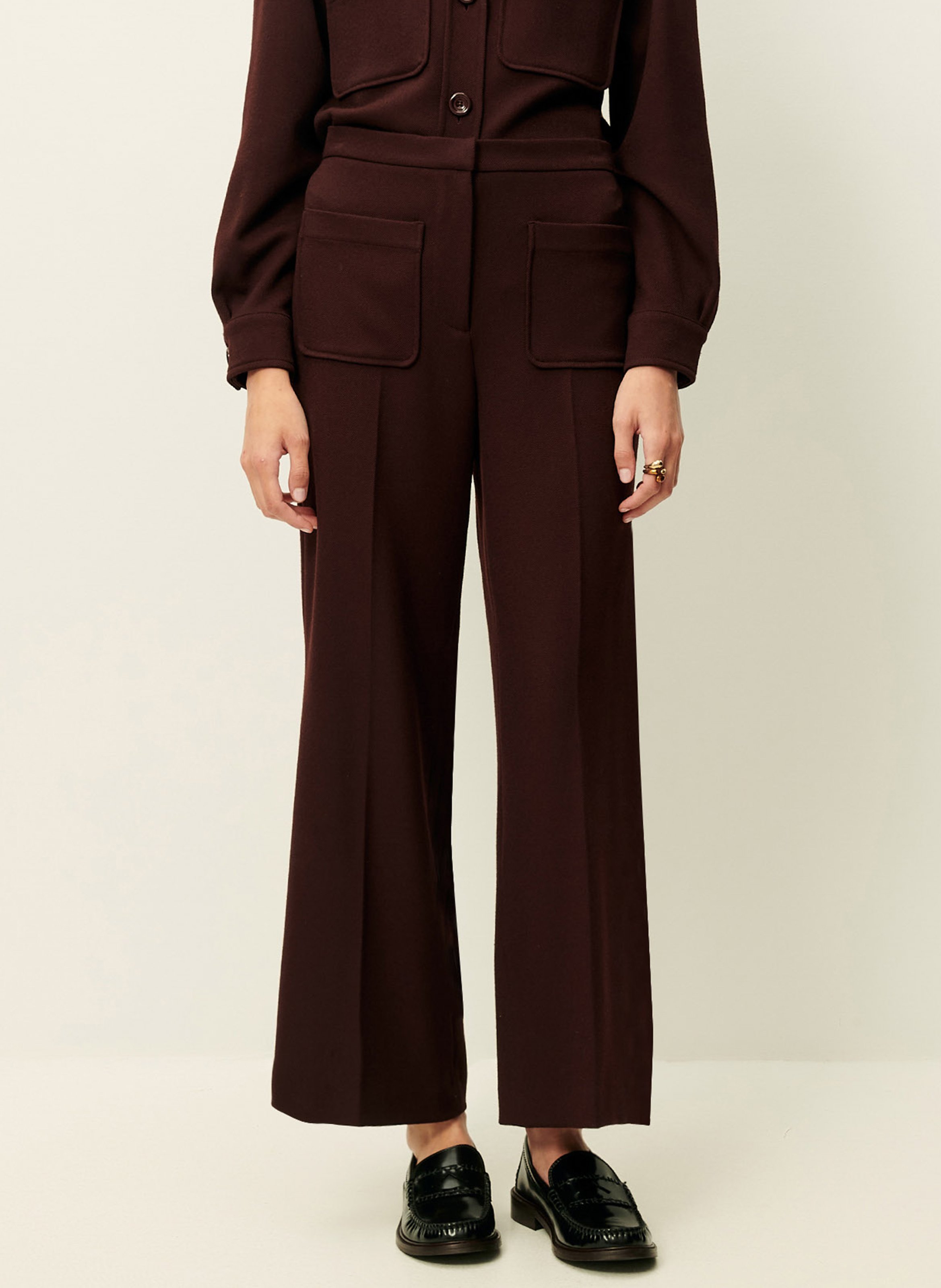 Pantalon droit à plis marqués alberwool SESSUN Marron