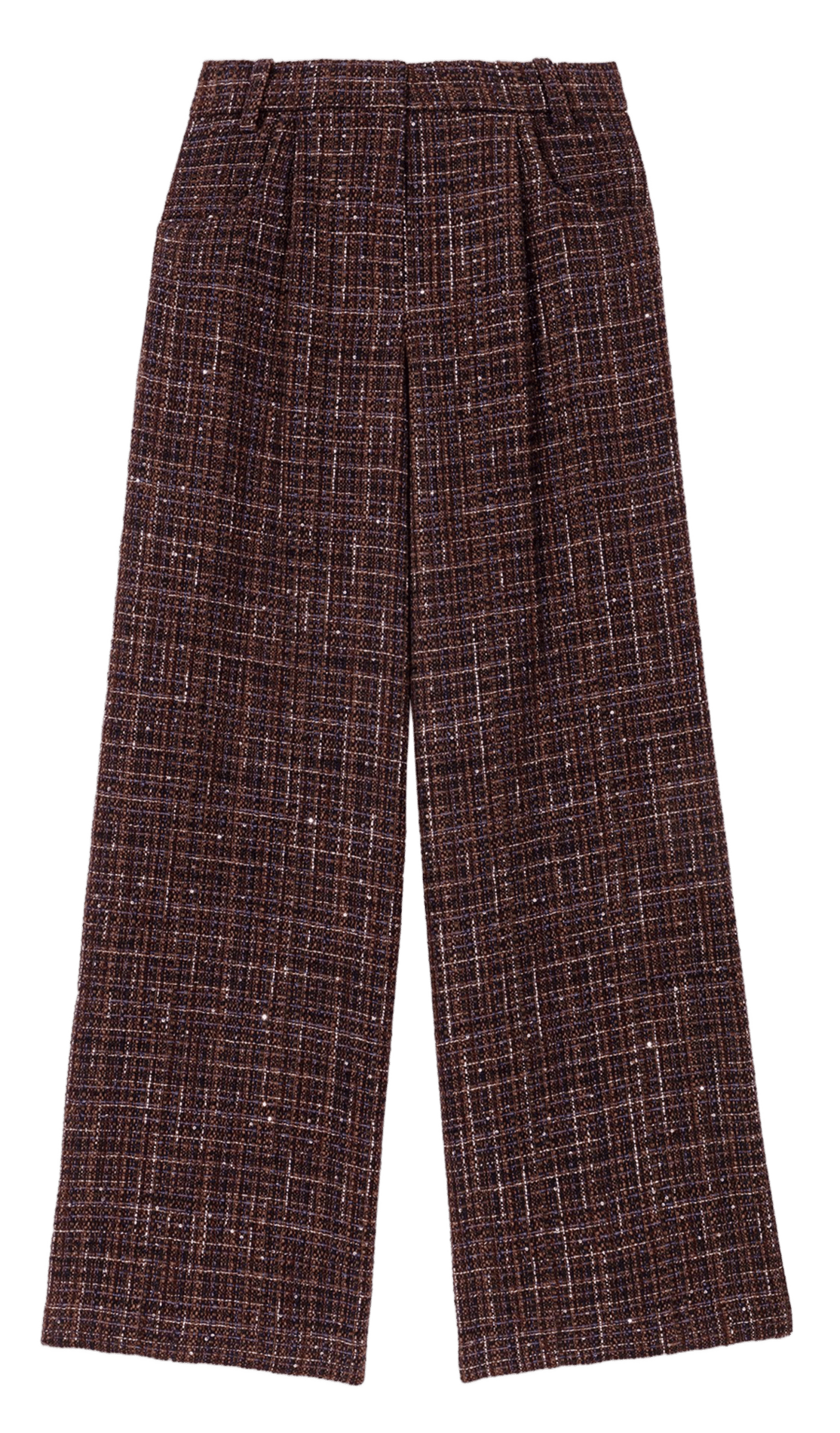 Pantalon droit taille haute en tweed MAJE Marron
