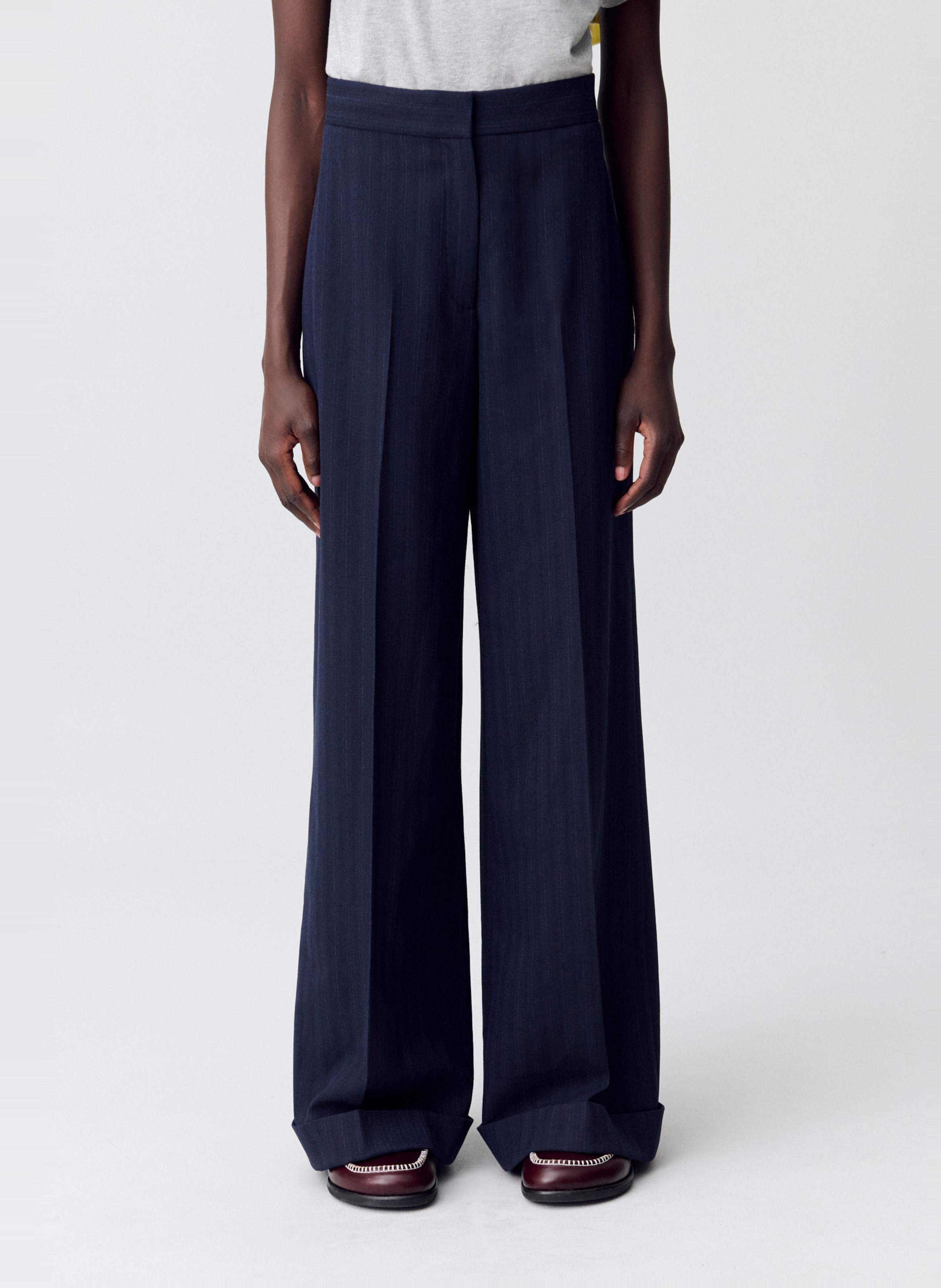 CLAUDIE PIERLOT Pantalon large rayé à pinces pacome Multicolore