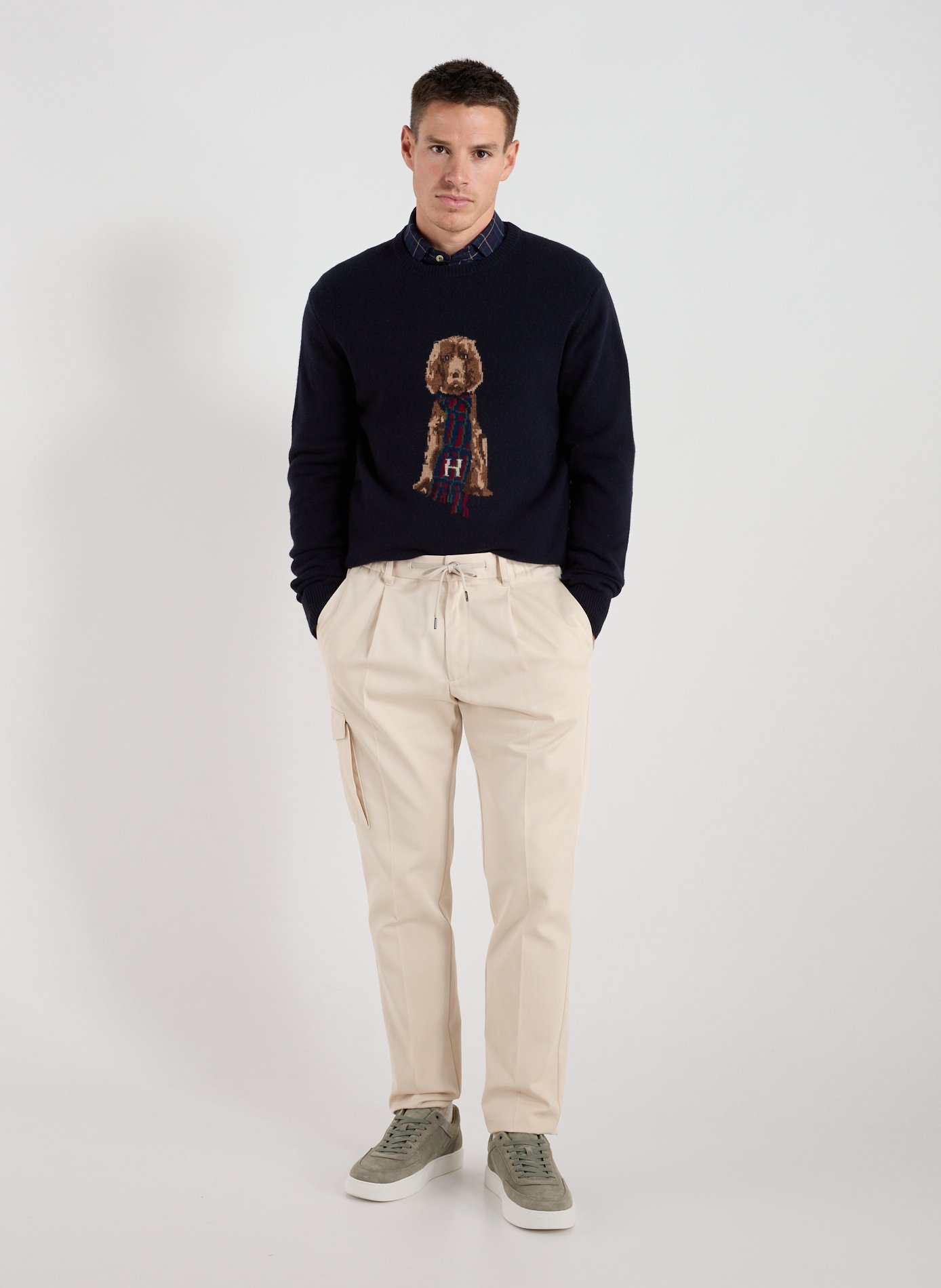 Merino wool round-neck jumper HACKETT Blue