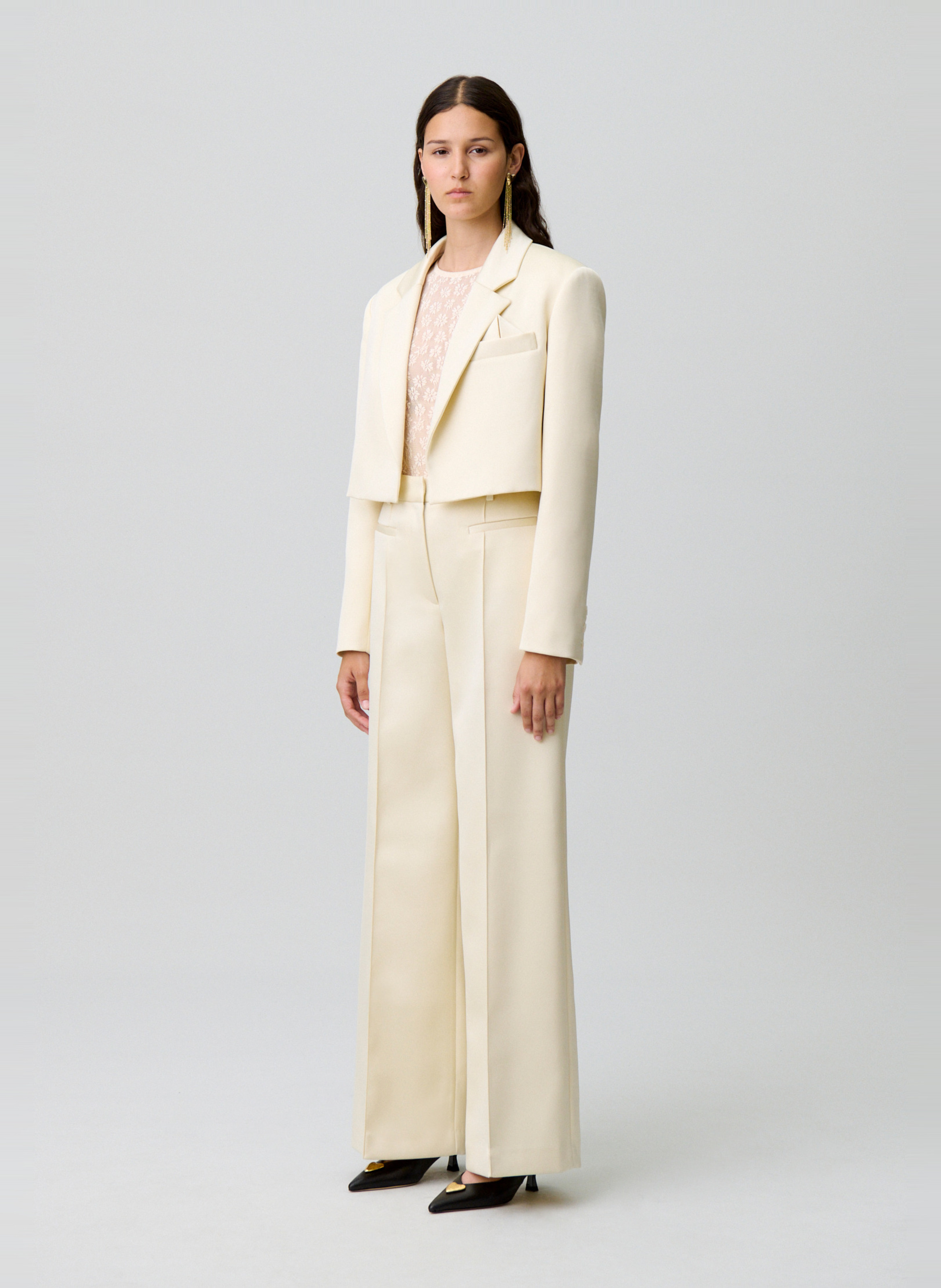 Veste col tailleur vivane CLAUDIE PIERLOT Blanc