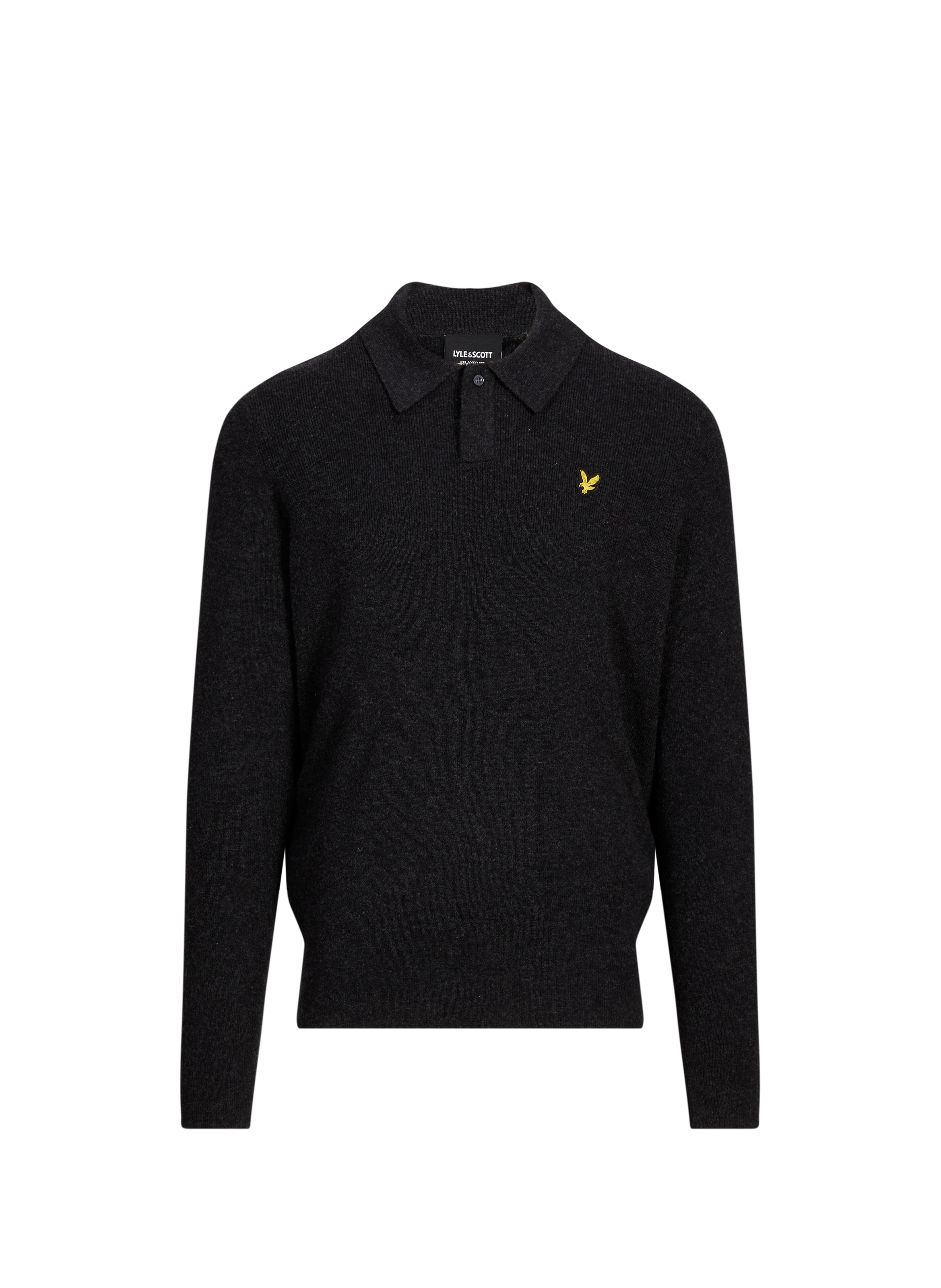 Pull polo en laine vierge mélangée LYLE & SCOTT Noir