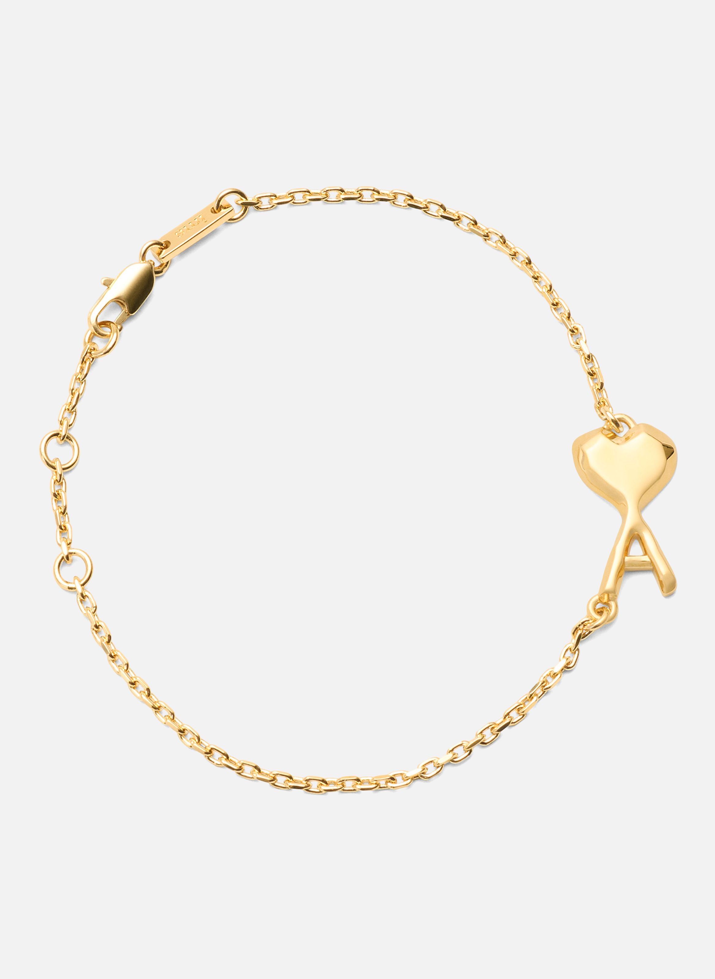 Bracelet martelé fin ami de coeur unisexe en laiton AMI PARIS Jaune