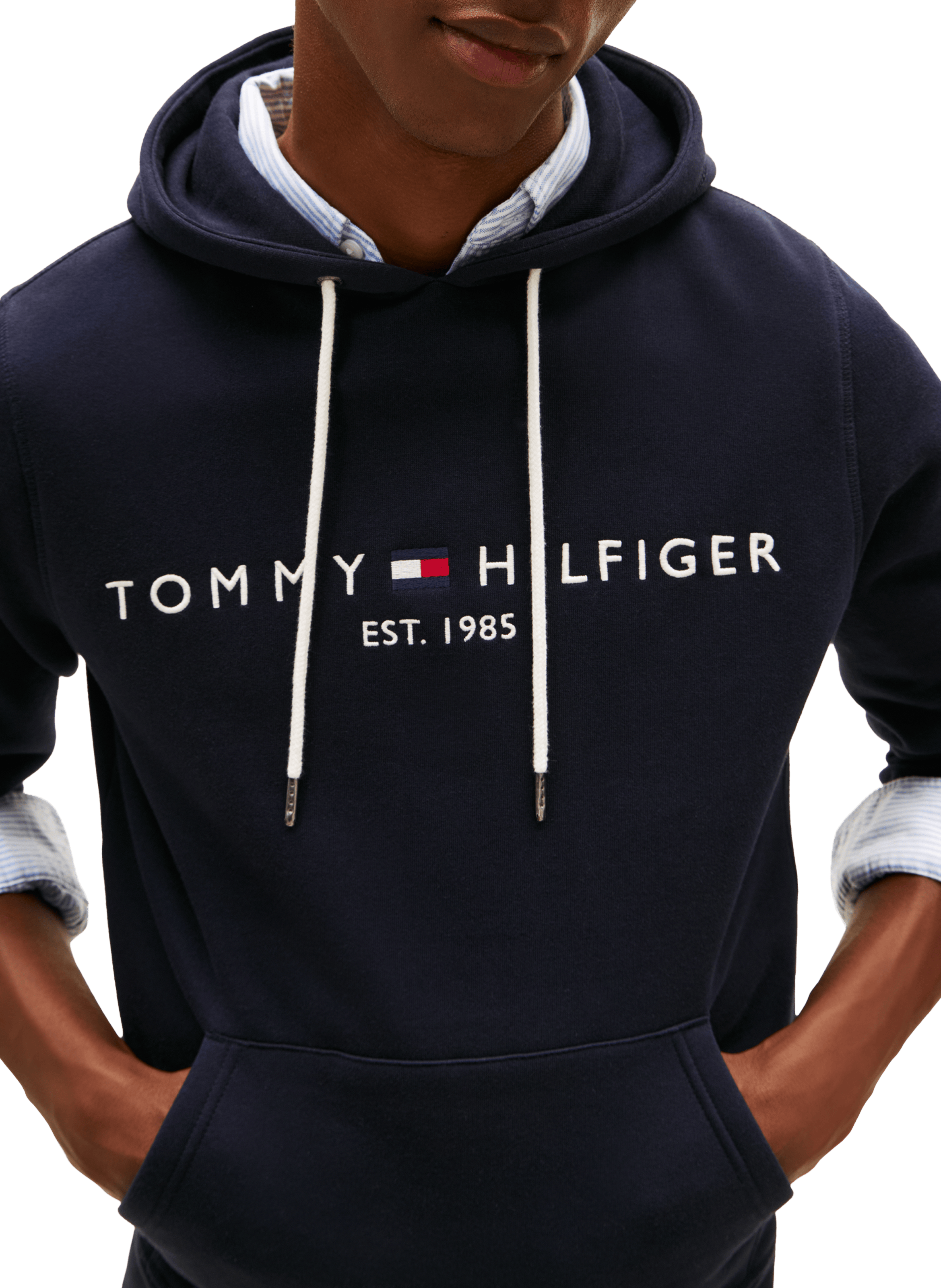 Organic cotton logo hoodie TOMMY HILFIGER Blue