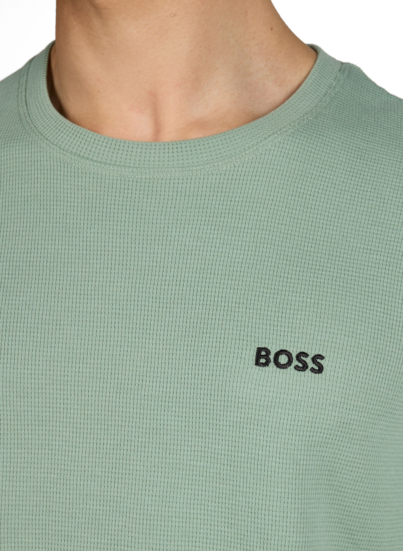 T-shirt à col rond en coton piqué mélangé BOSS Vert