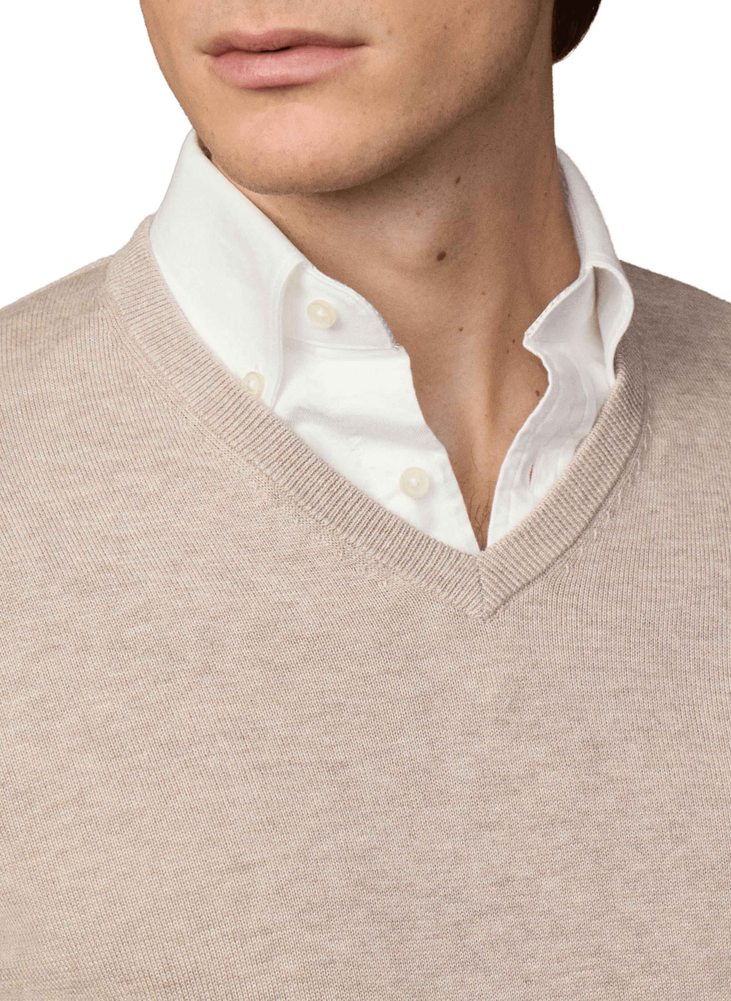 Cotton V-neck jumper HACKETT Beige